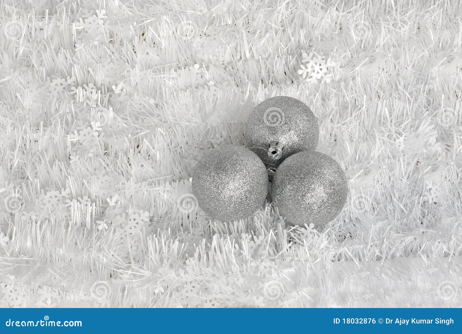 Decorative Silver Christmas Balls Stock Photo Image of ornamental