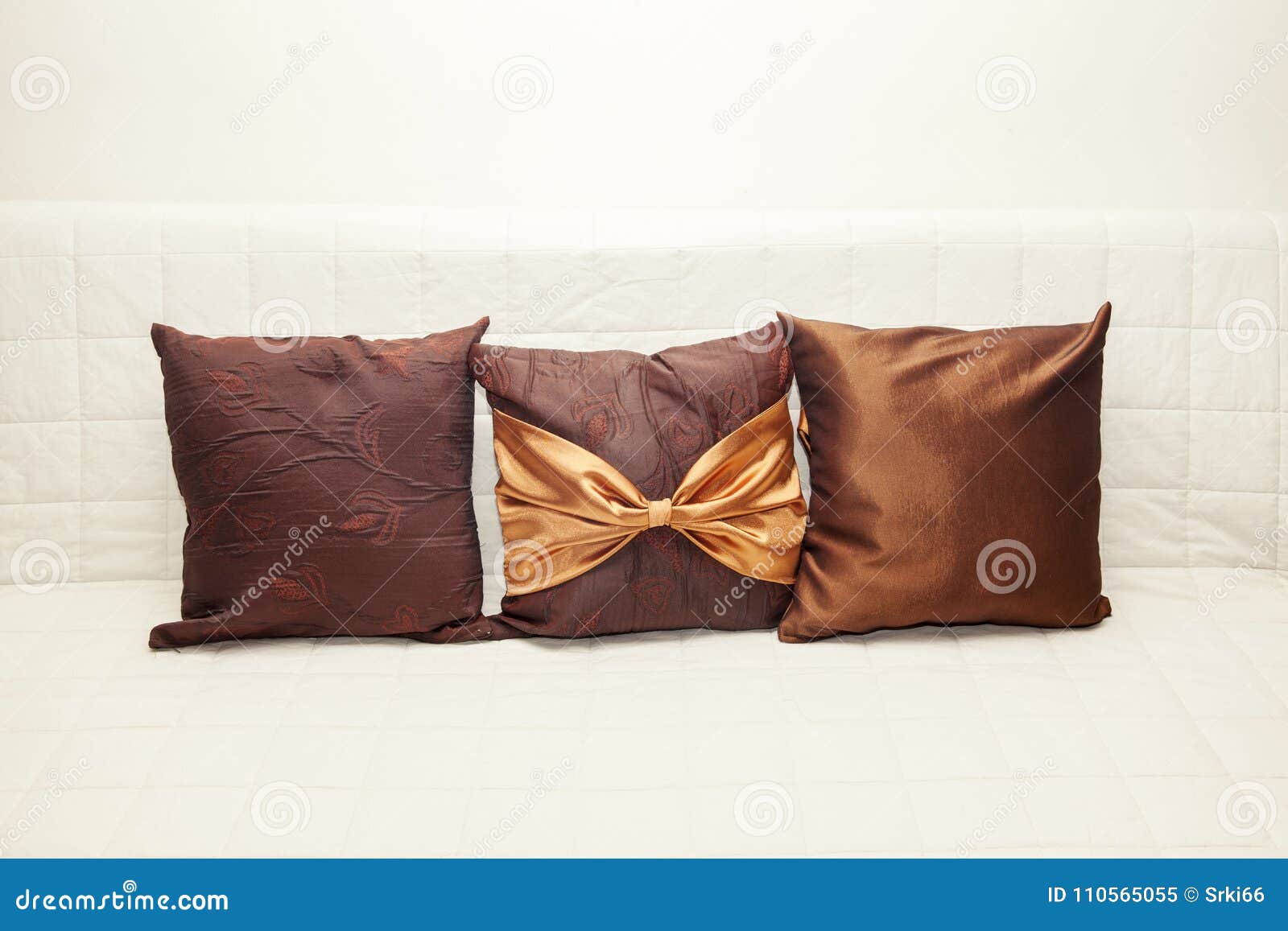 Decorative Small Pillow on the Bed Stock Image Image of design