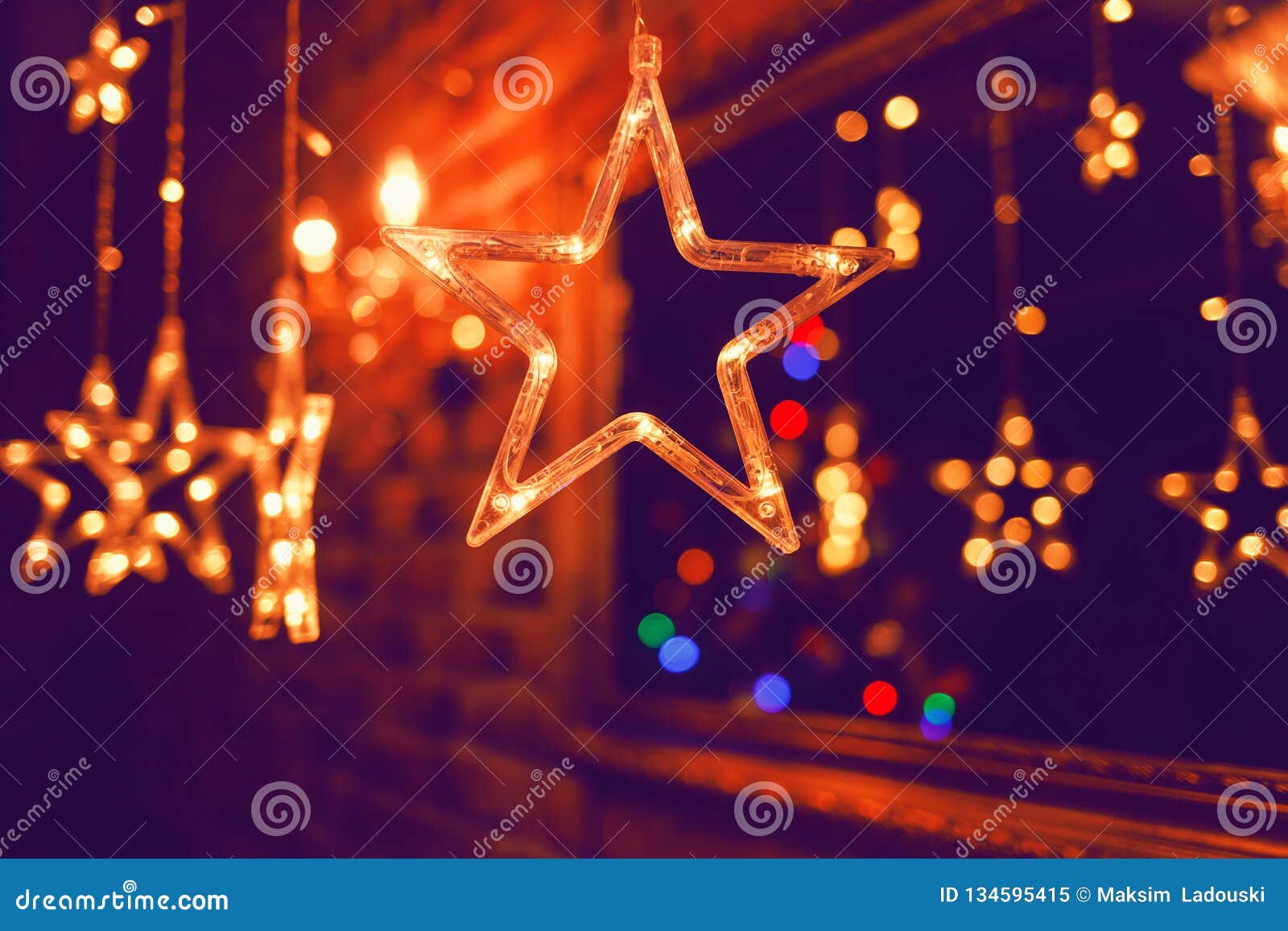 Decorative star with lamps stock image. Image of background - 134595415