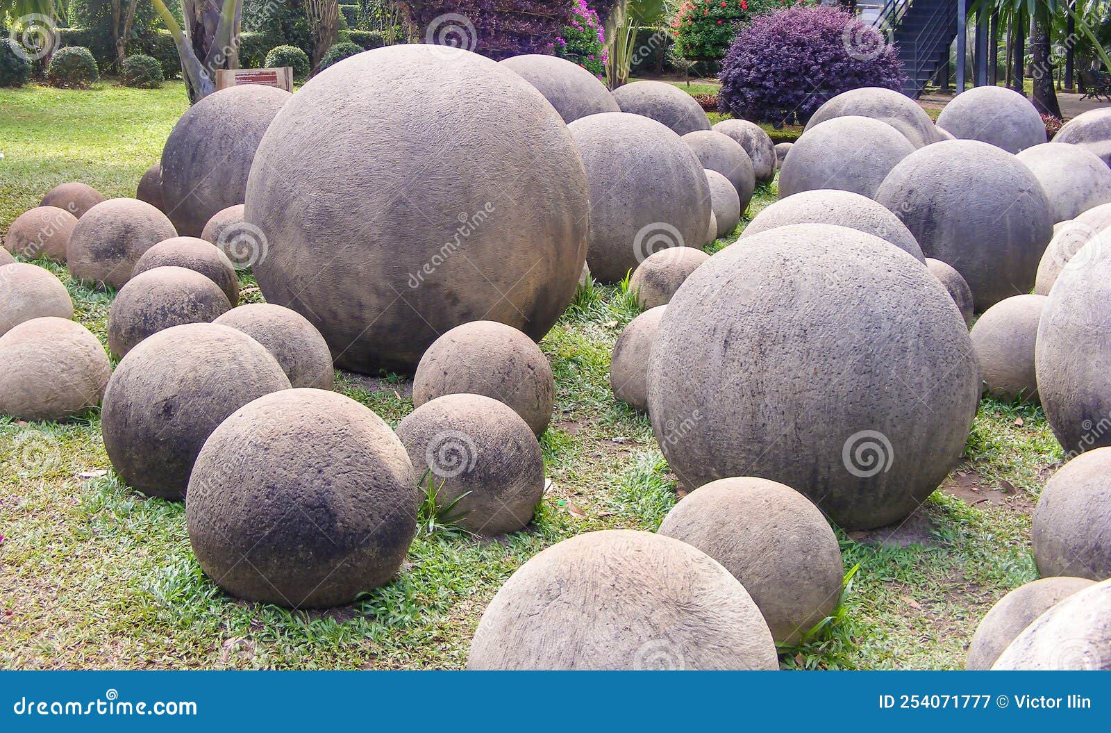 Decorative Stone Garden of Round Large Stones Stock Image - Image of ...