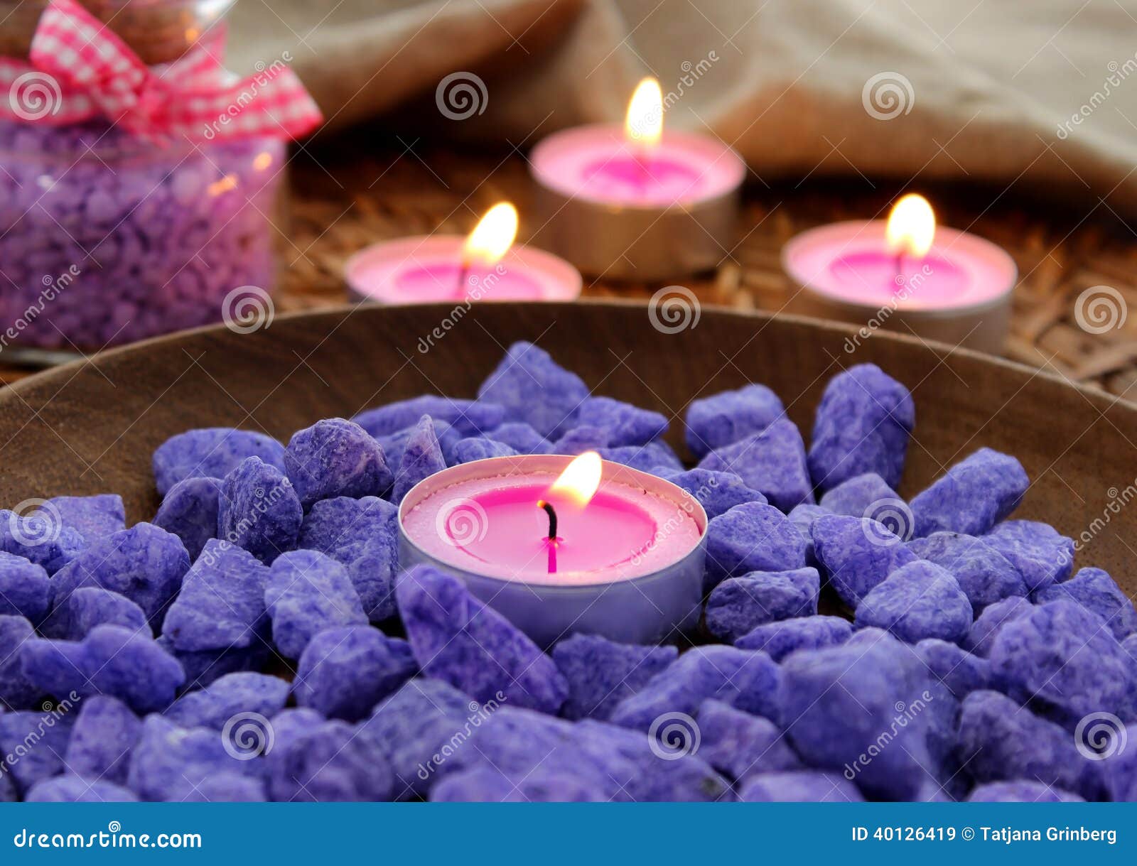 Decorative Stones and Candles Stock Image Image of night, meditation