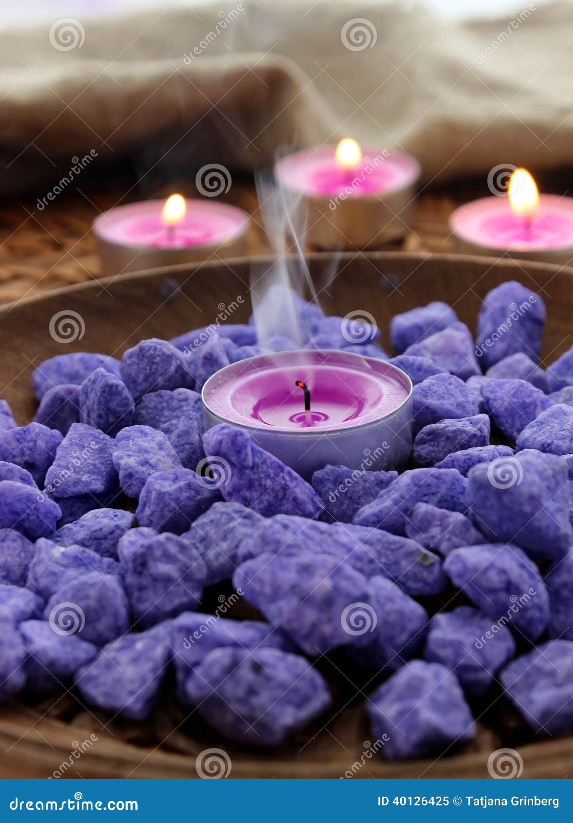 Decorative Stones and Candles Stock Image Image of candlestick, group