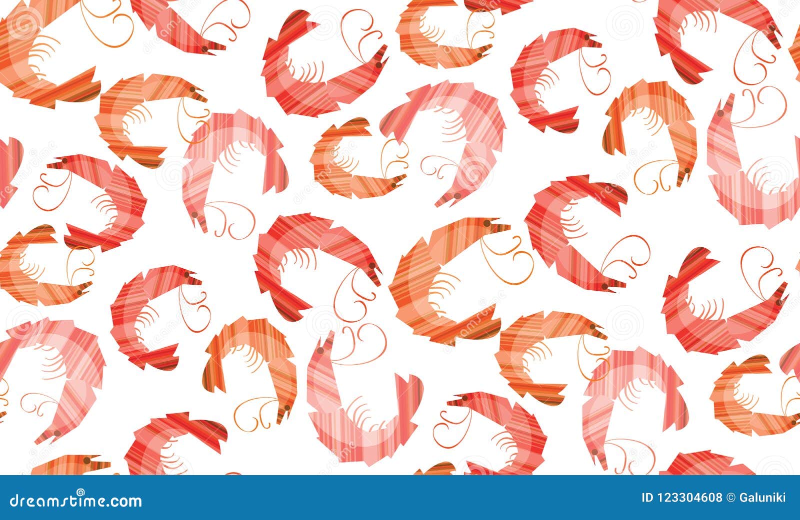decorative stylish shrimp seamless pattern.