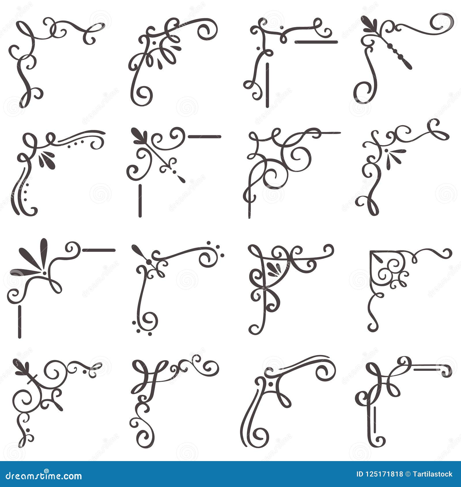 decorative swirls corners. scroll corner, decorative ornament swirl s or elegant vintage frame border  