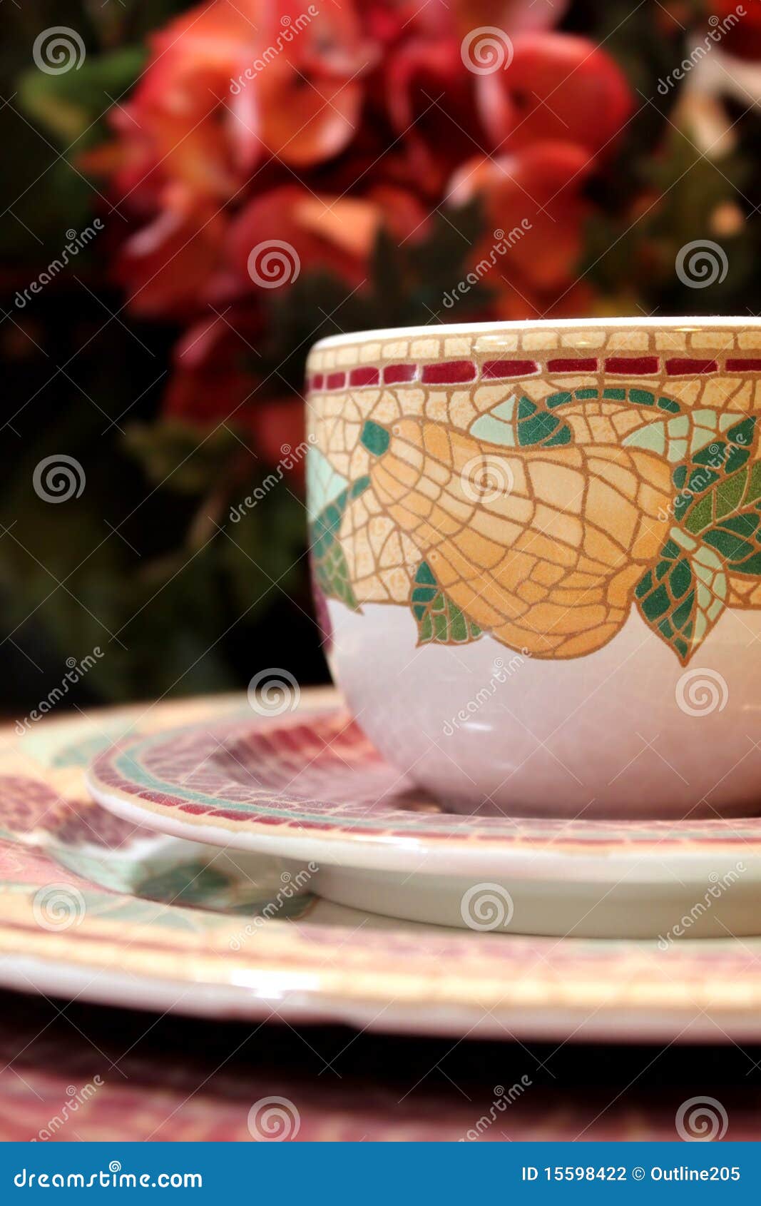 Decorative Tea Cup and Plates Stock Photo Image of corckery, crockery 15598422