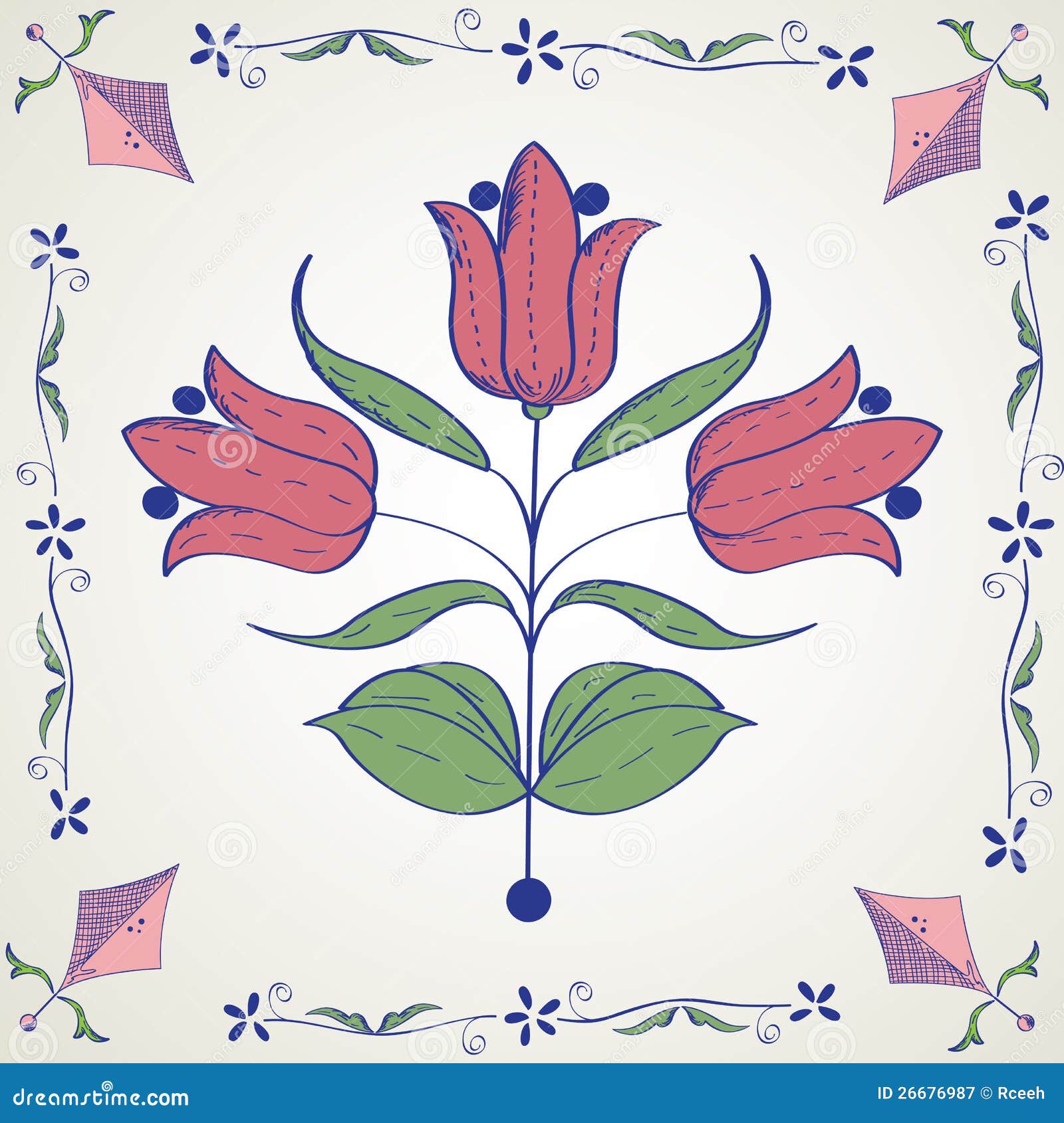 Decorative tile design stock vector. Illustration of flower 26676987