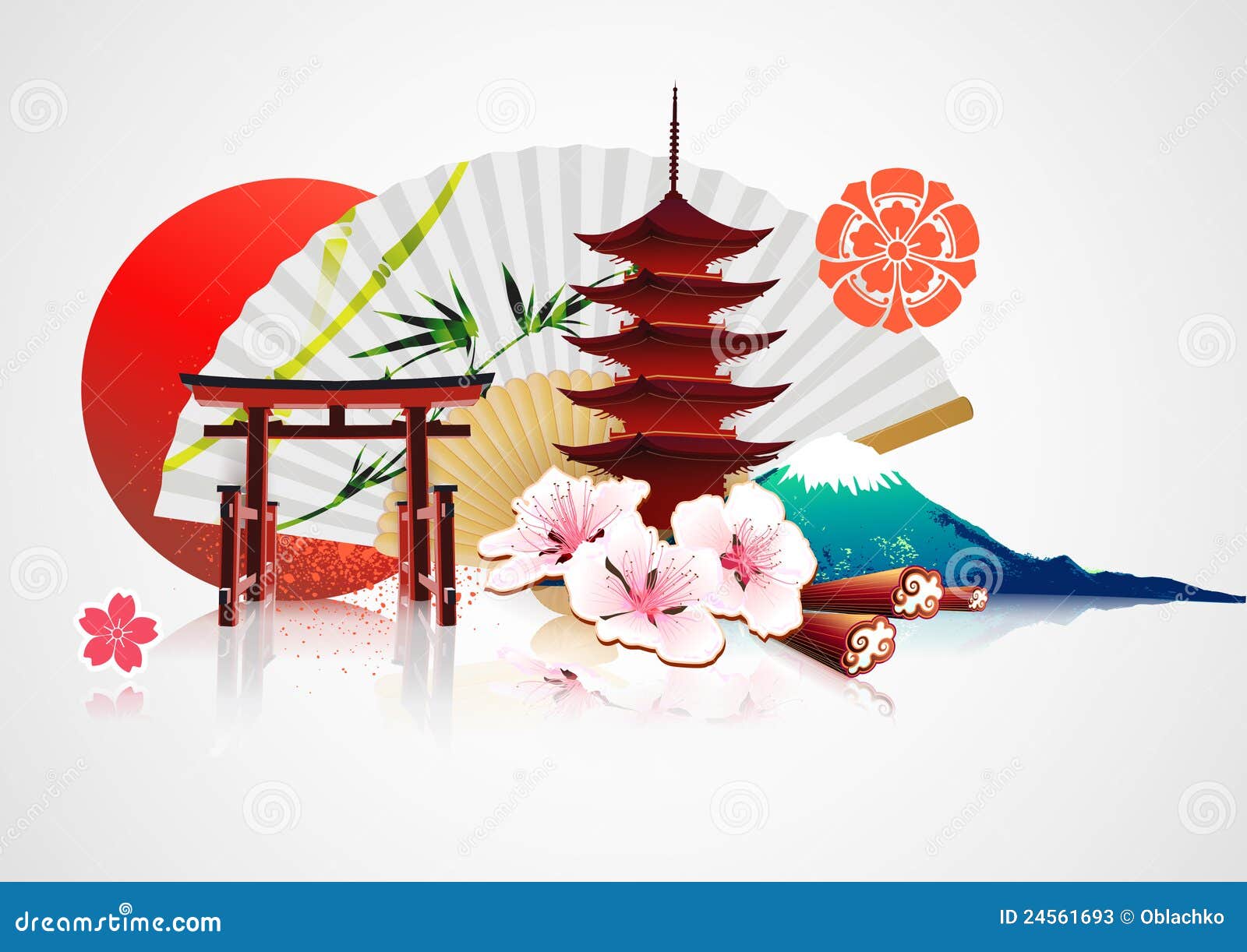 Decorative Traditional Japanese Background Stock Vector Illustration