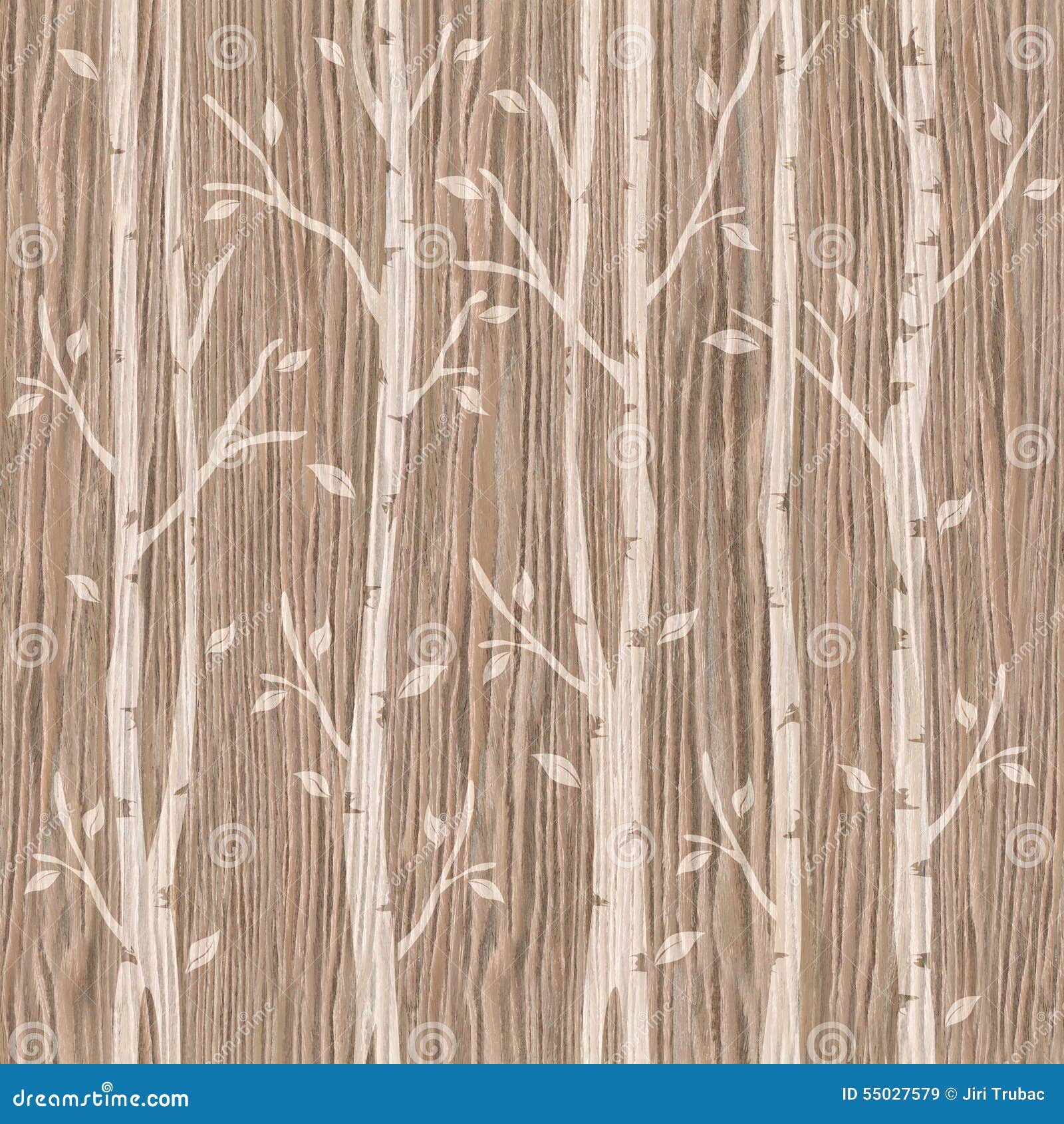 decorative trees on seamless background - blasted oak groove