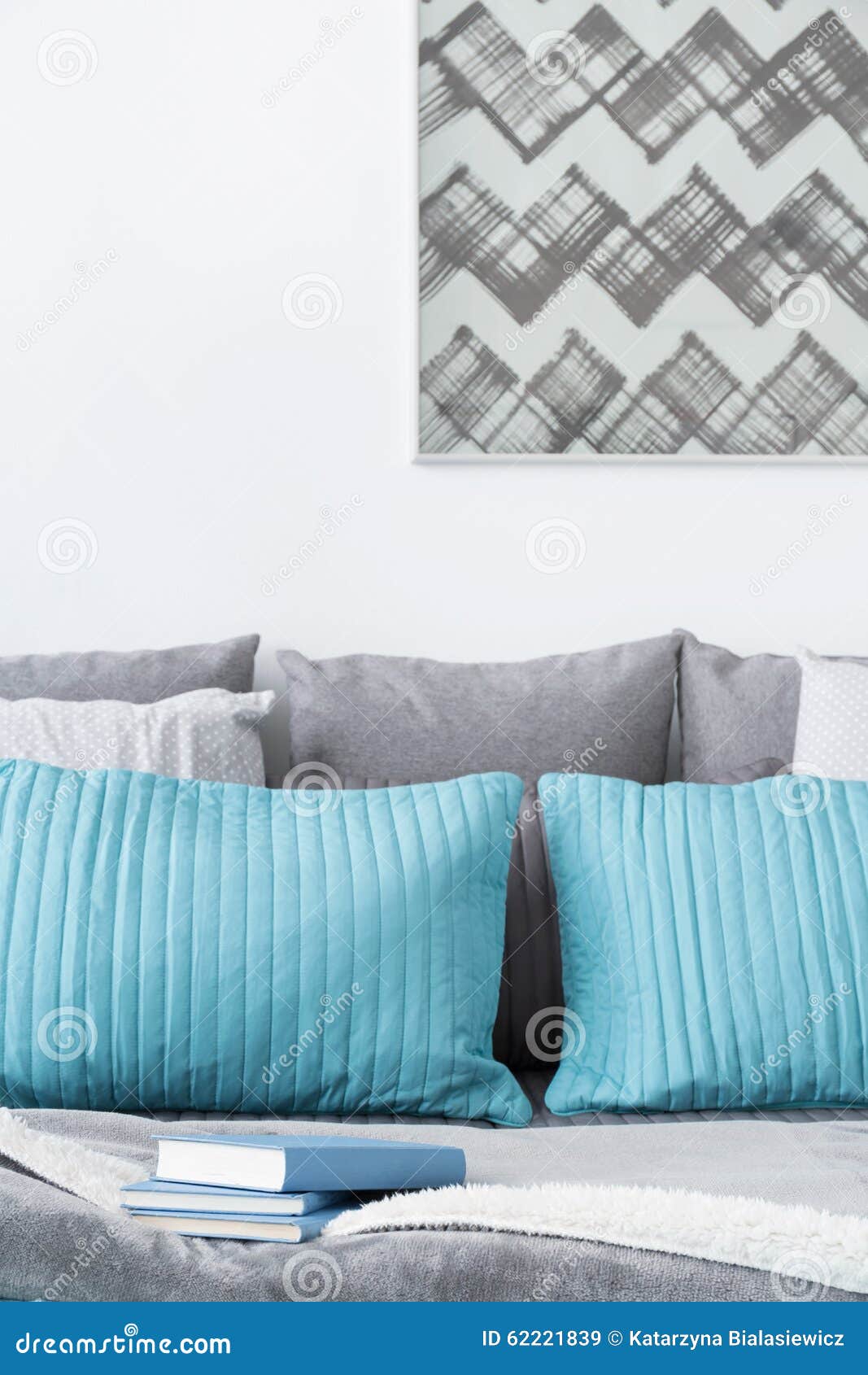 Decorative Turquoise and Grey Cushions Stock Image Image of pillows