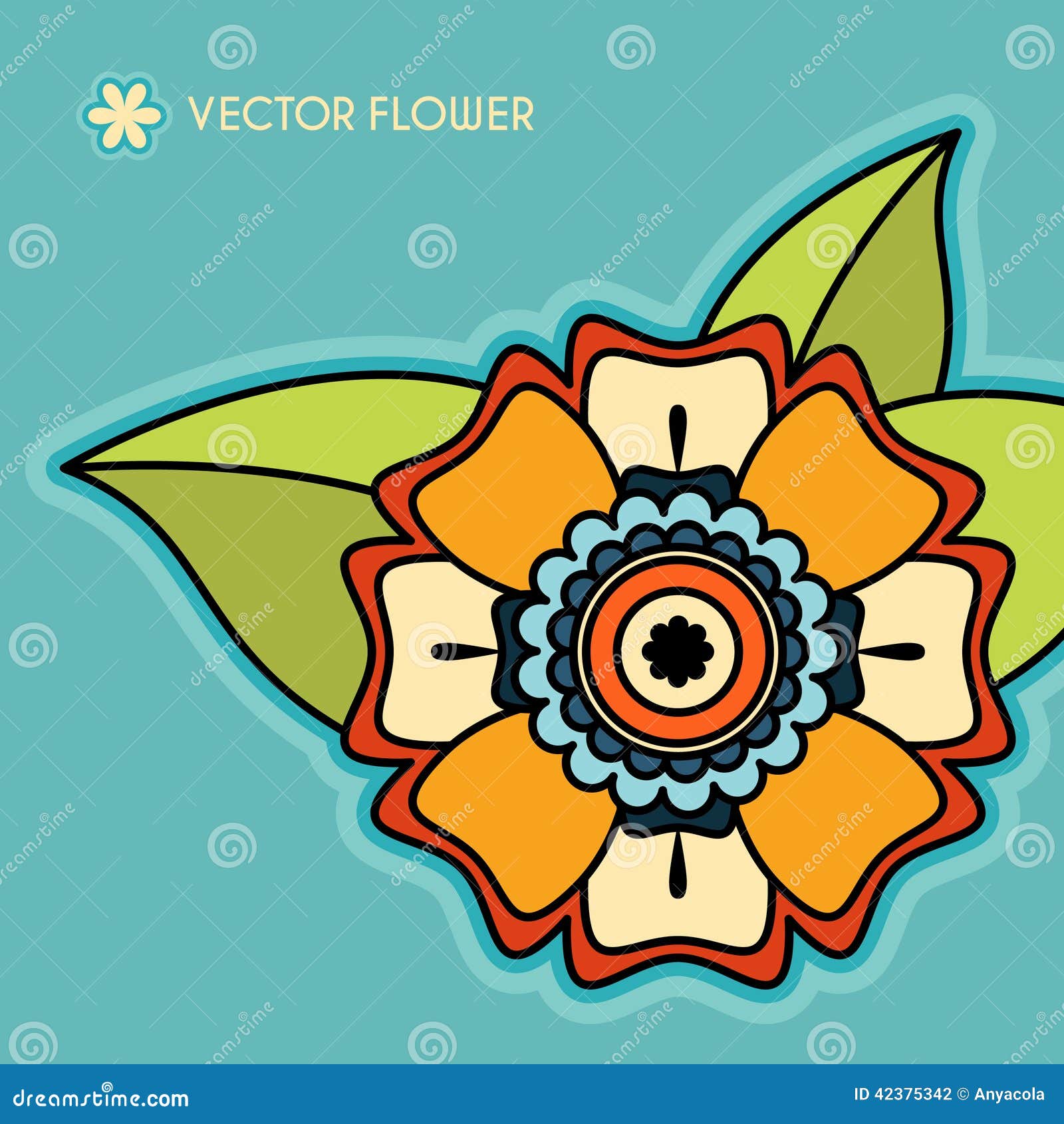 Decorative Vector Flower stock vector. Illustration of beauty - 42375342