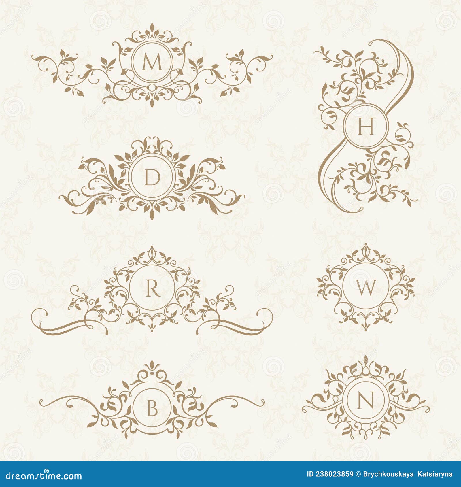 set of decorative floral  monograms.