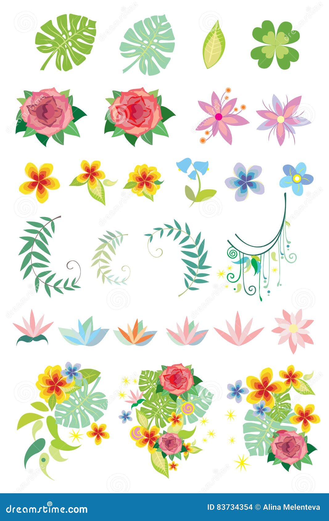 Decorative Vegetation in Vector Stock Vector - Illustration of blossom
