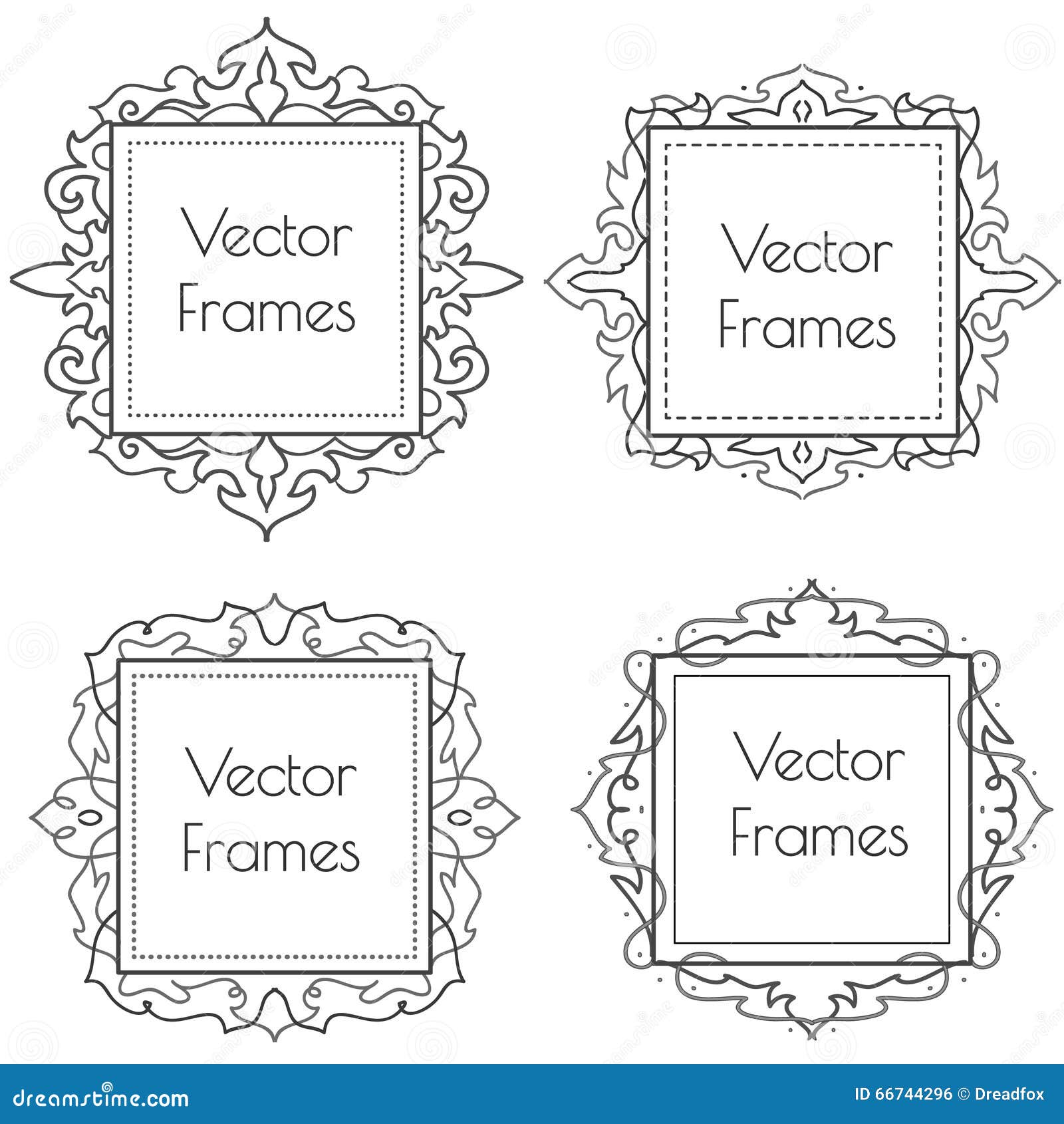 Decorative Vintage Black and White Frames and Borders Set Stock Vector