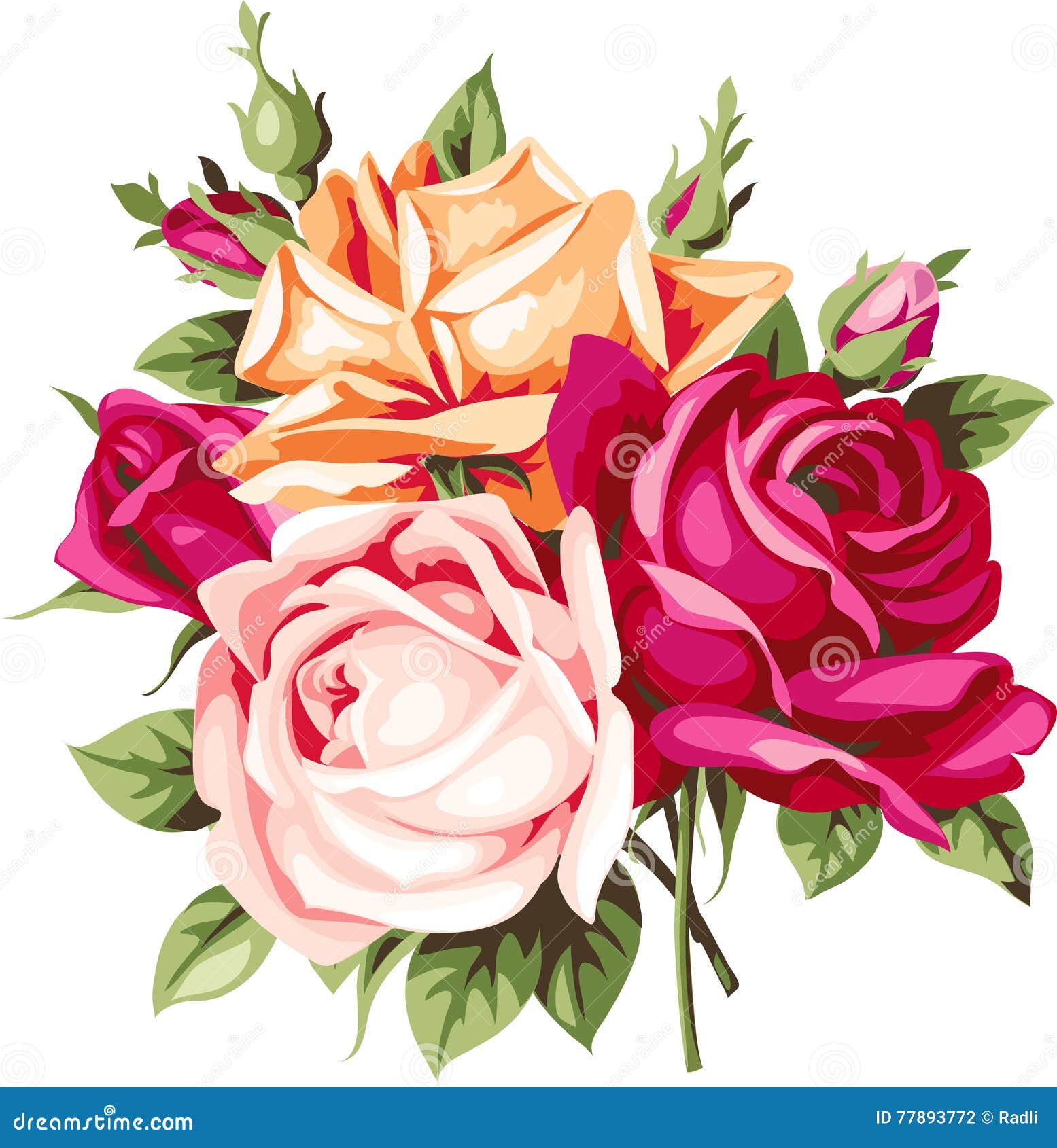 Download Decorative Vintage Bouquet Of Roses. Vector Flowers Stock ...
