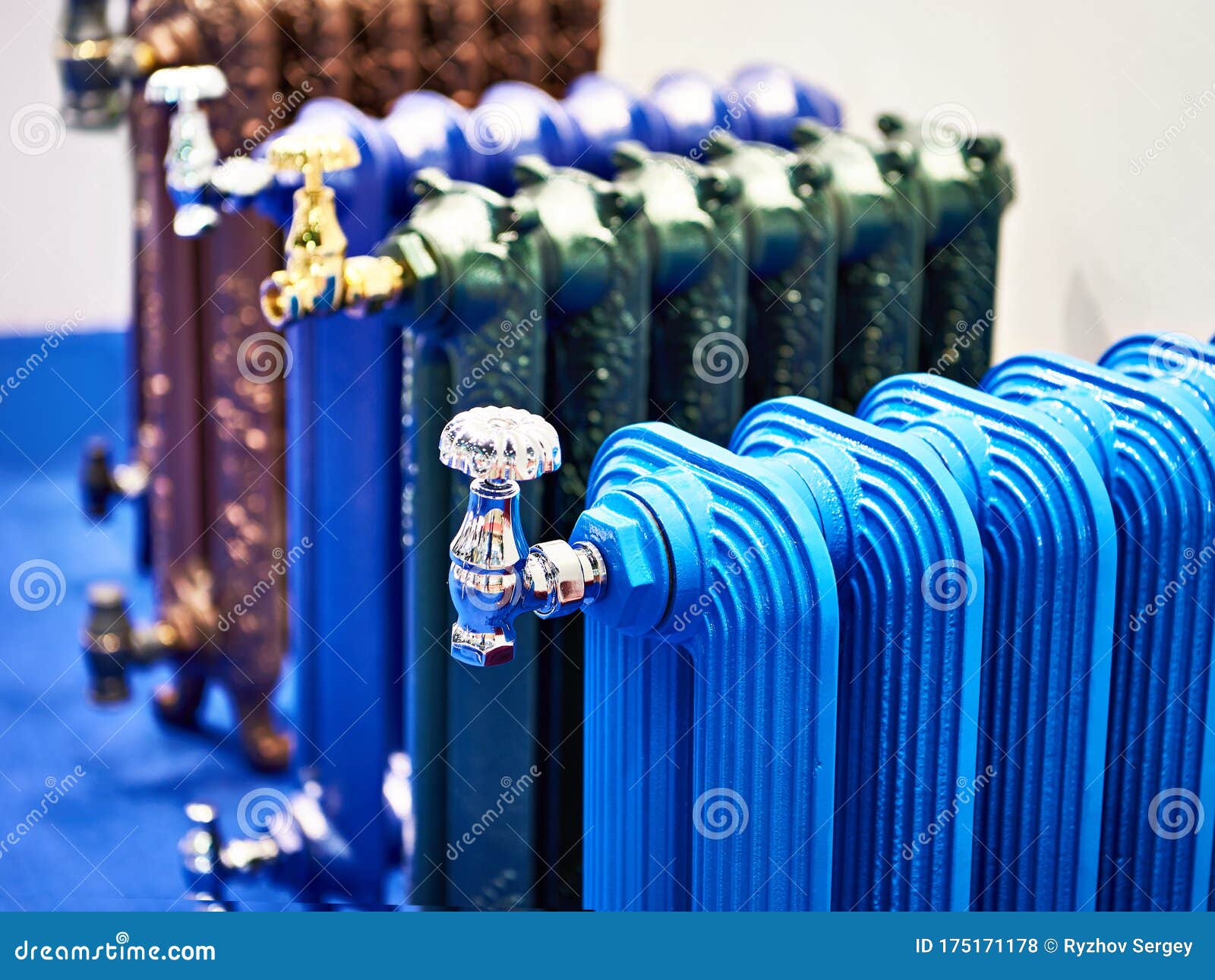 Decorative Radiators in Store Stock Photo Image of material, service