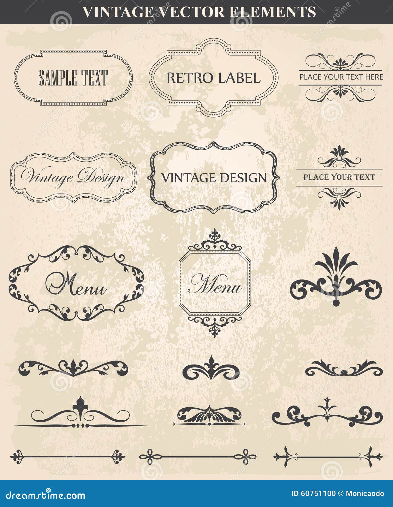 decorative vintage set of calligraphic  s