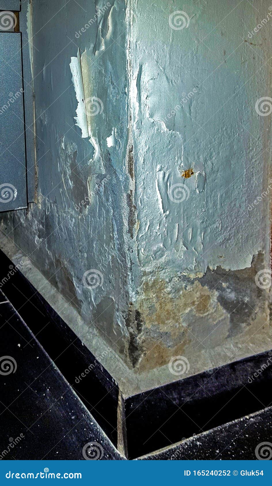 Decorative Wall Covering Damaged By Water Leakage From The Water Supply And Sewage Systems Stock Photo Image Of Coating Background 165240252
