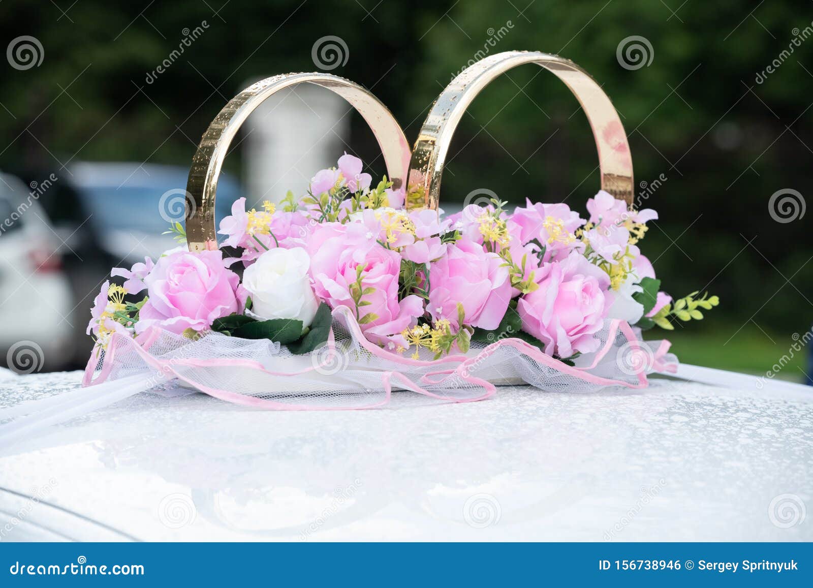 Decorative Wedding Rings on Car Stock Photo Image of concepts