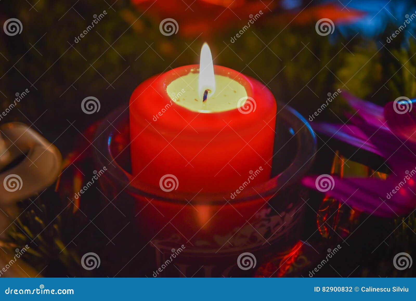 Decorative Xmas Candlelight Stock Photo  Image of burning, celebrate