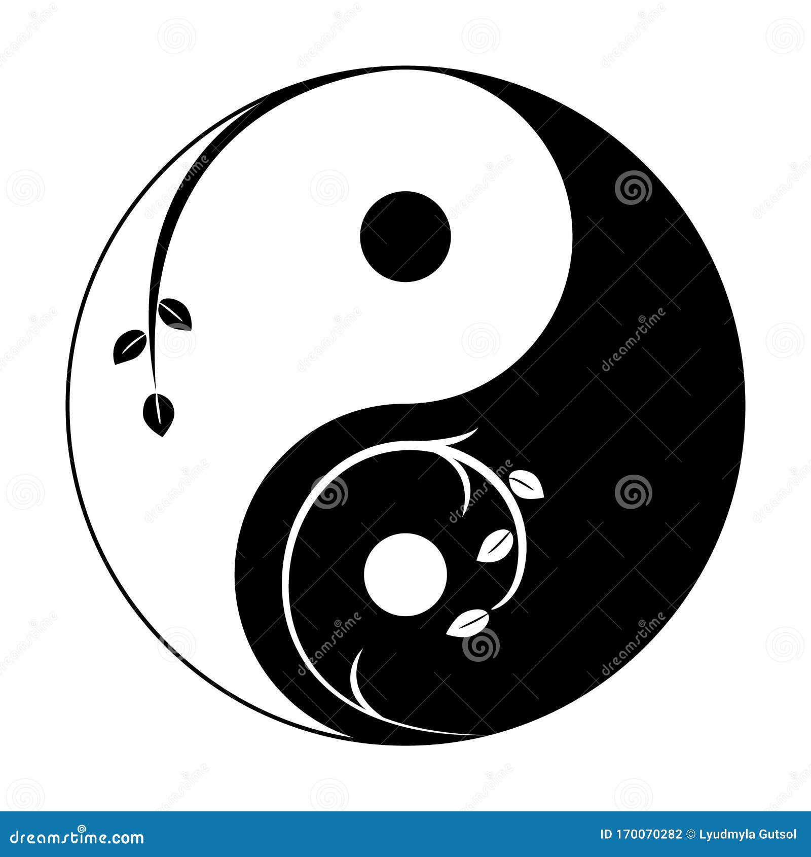 Cute Abstract Yin Yang Sign Two Stock Vector (Royalty Free