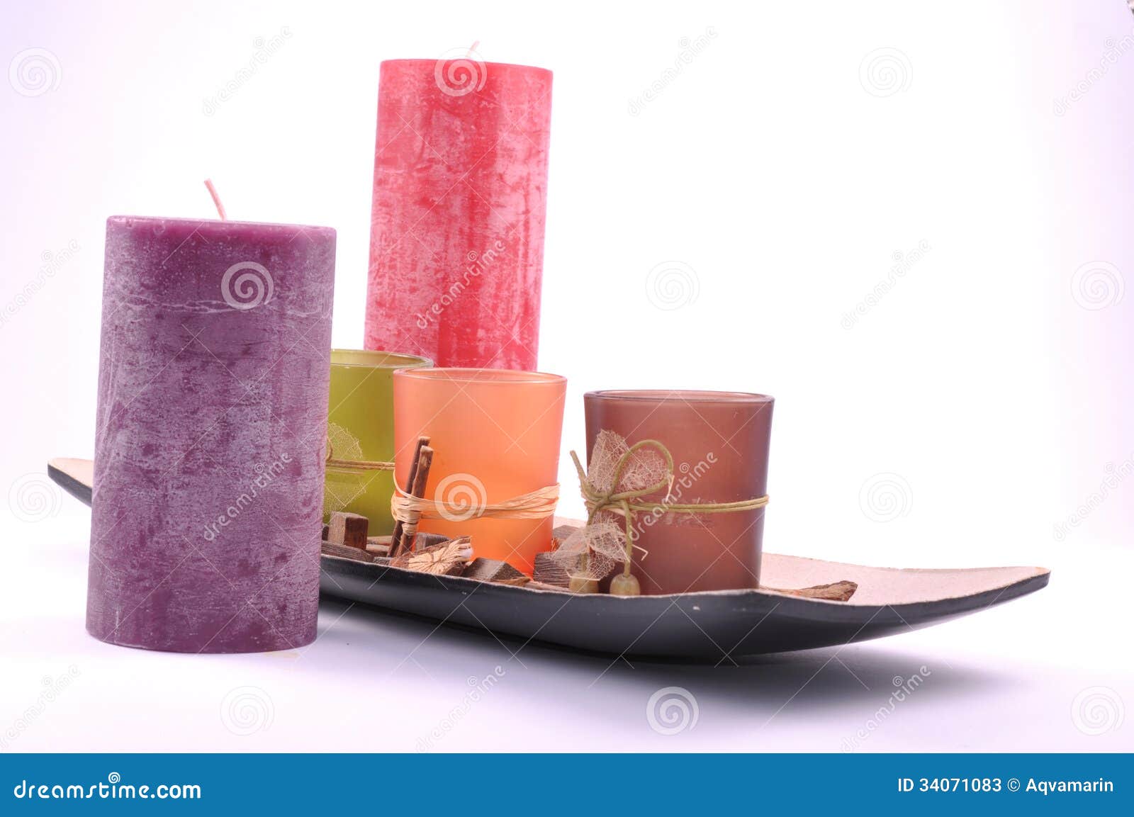 Decorative Zen Candles Different Colors Stock Image Image of conifer