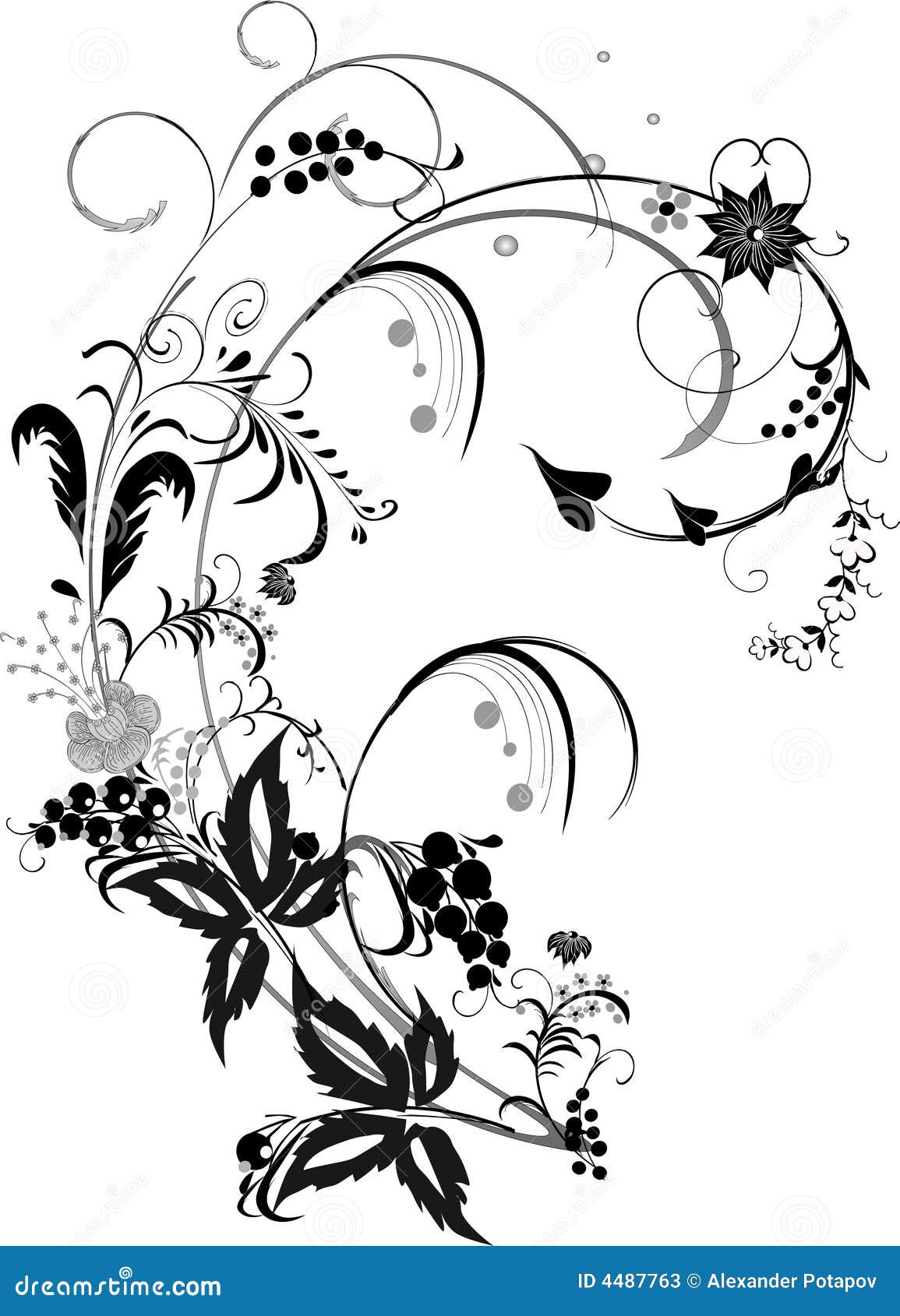 Decorazione nera e grigia del fiore illustrazione for Decorazioni x pareti