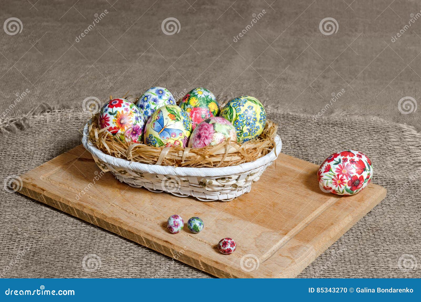 Decoupage Easter Eggs are Handmade in the Basket Stock Photo Image of delicious, eggs 85343270