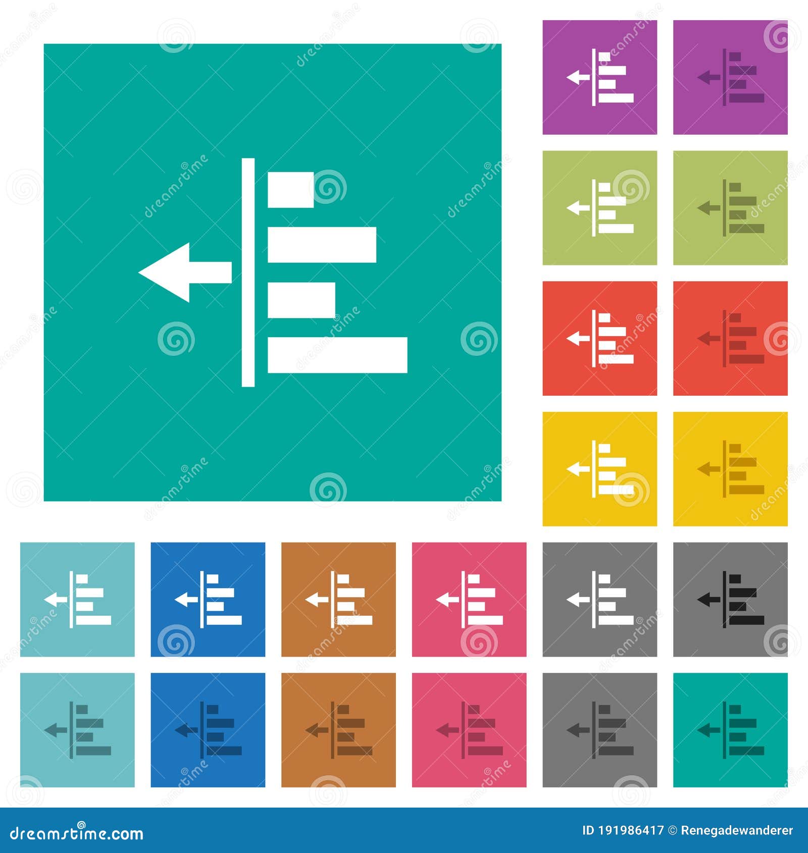decrease left indentation of content square flat multi colored icons