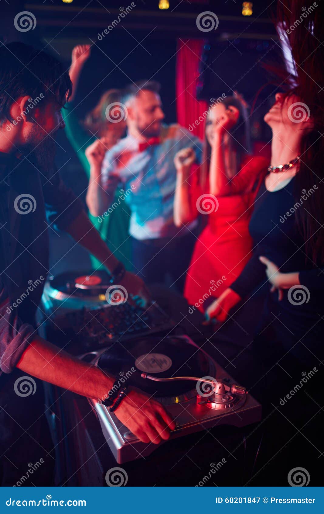 Deejay and dancing girls stock image. Image of club, group - 60201847