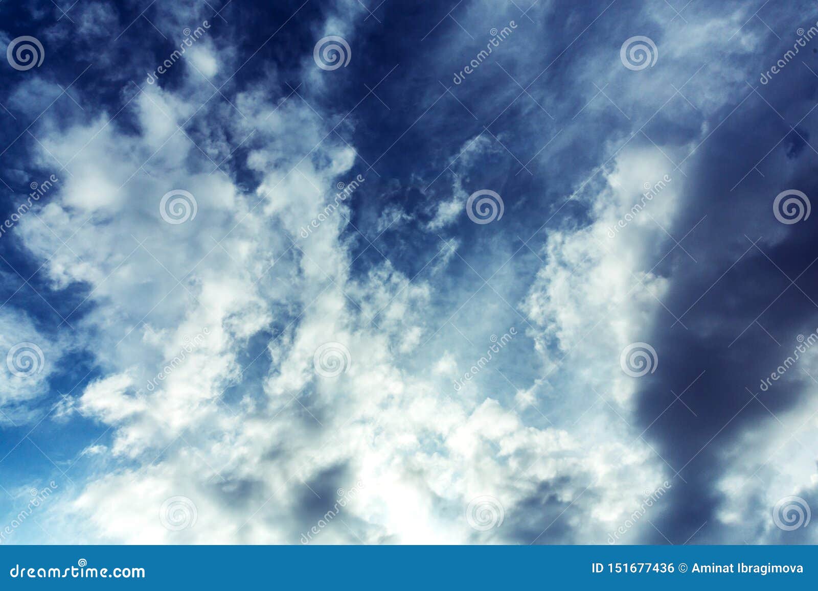 Deep Blue Sky Day with Clouds Pure Air Wallpapers, Background Stock