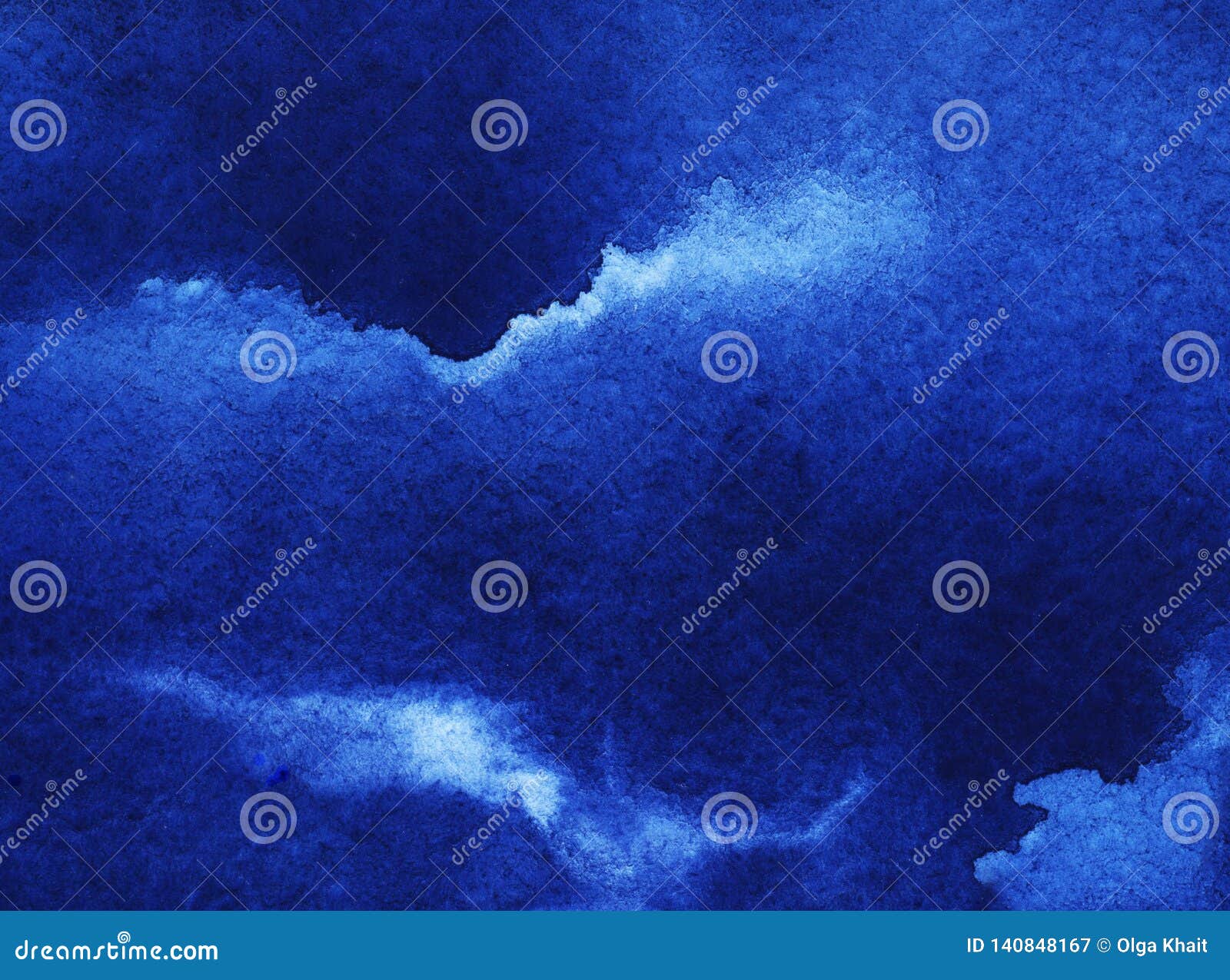 Deep Dark Night Watercolor Sky Cumulus Cloud Abstract Dark