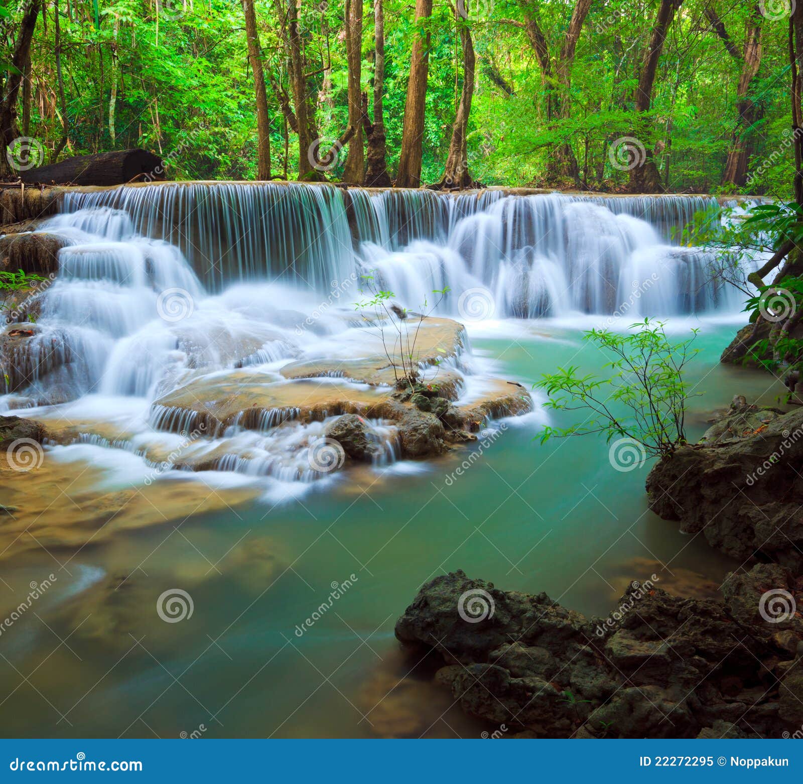 deep forest waterfall, kanchanaburi, thailand