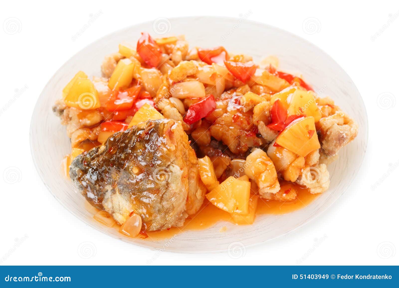 Deep Fried Carp in Sweetsour Sauce, Isolated Stock Image Image of