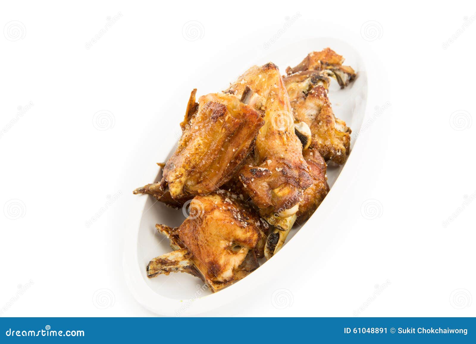 Deep Fried Chicken Season with Rock Salt Stock Image Image of food