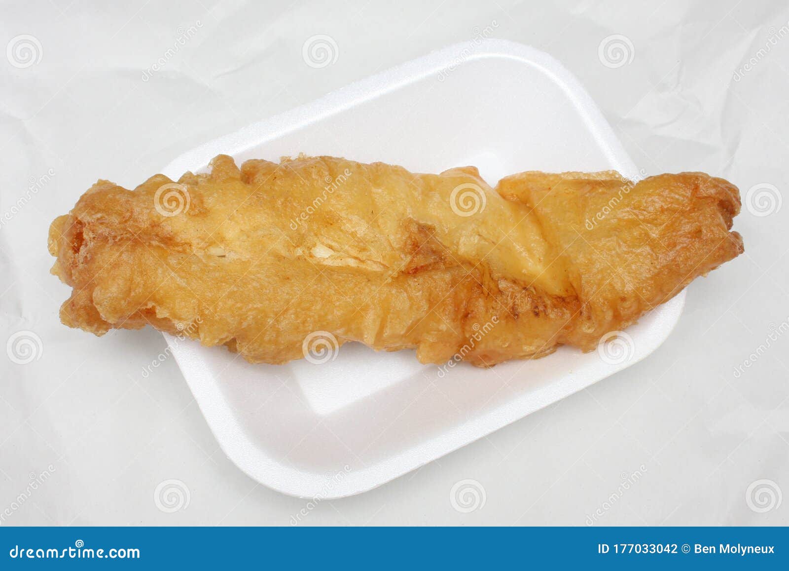 Deep Fried Cod In Batter From A British Fish And Chips Takeaway Stock