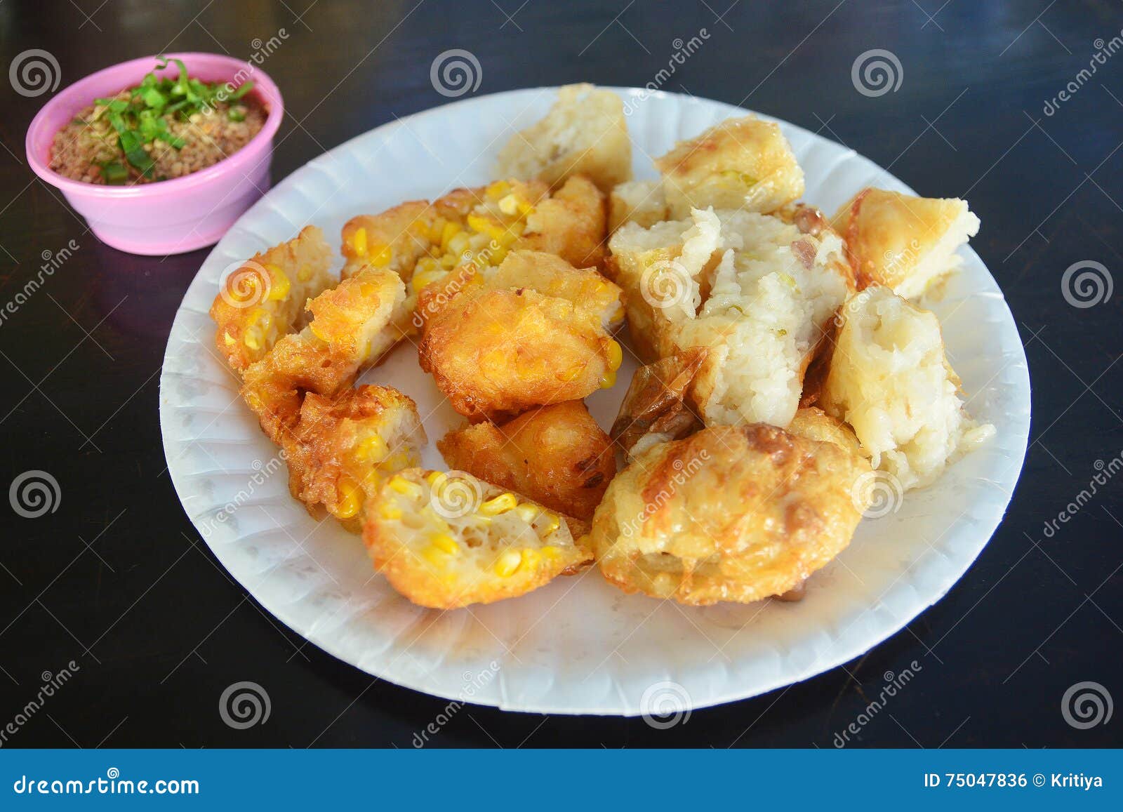 Deep fried corn cake stock photo. Image of fried, meal 75047836