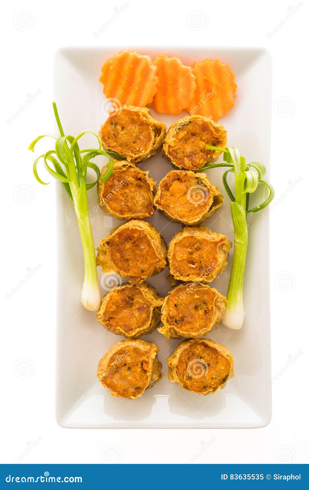 Deep Fried Crab Meat Roll in White Plate Stock Image Image of