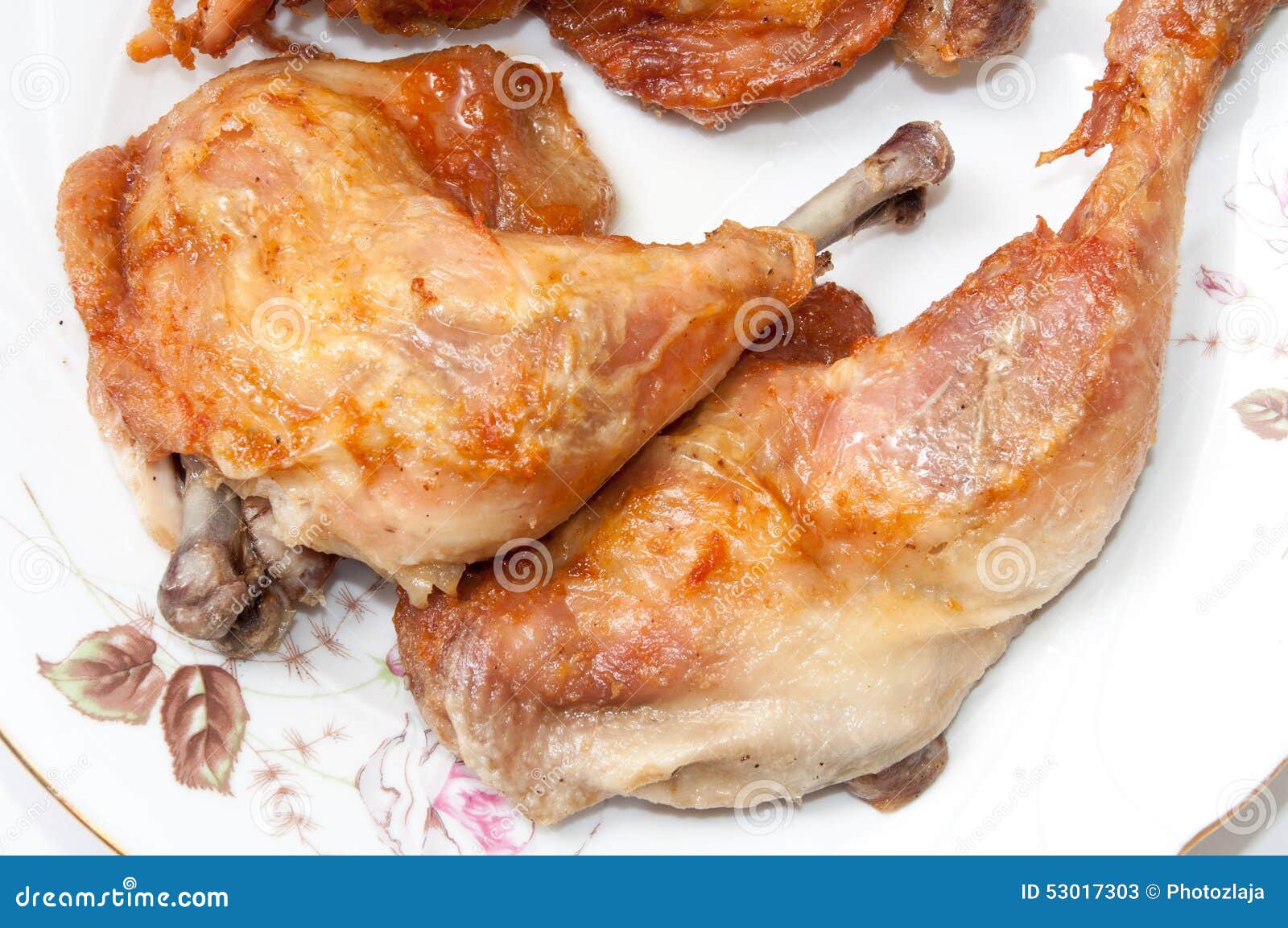Deep Fried Drumstick and Thigh on a White Plate Stock Image Image of
