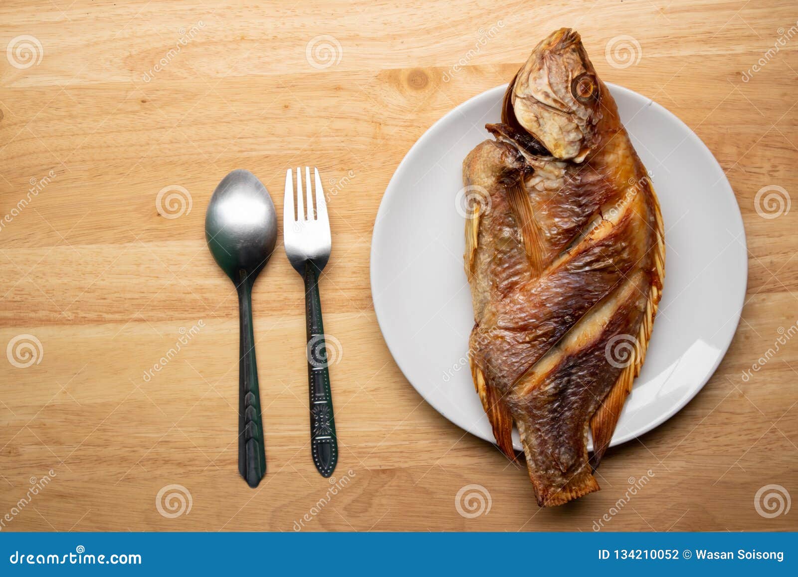 Deep Fried Fish in Plate stock photo. Image of fast 134210052