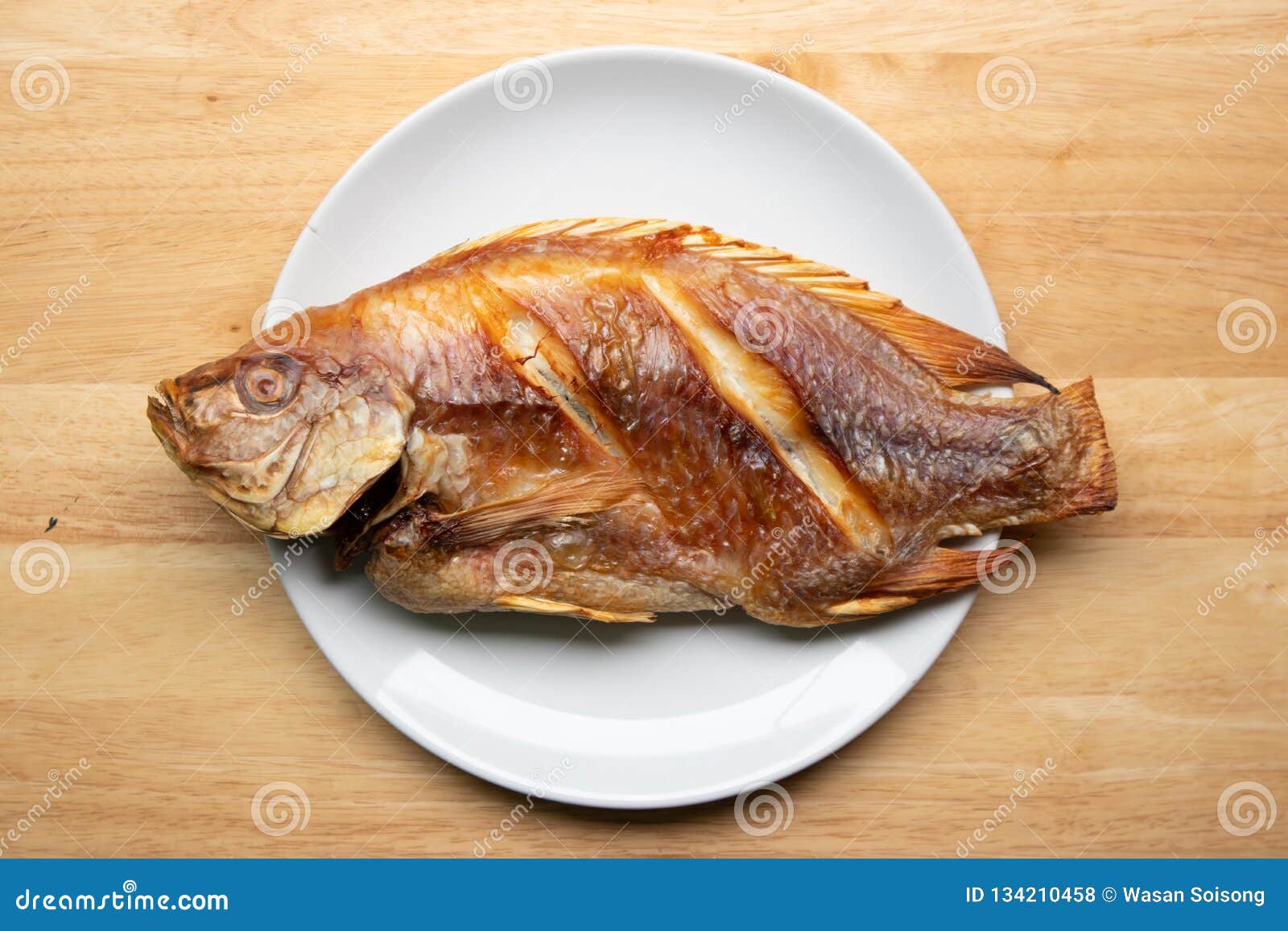 Deep Fried Fish in Plate stock photo. Image of sardalya 134210458