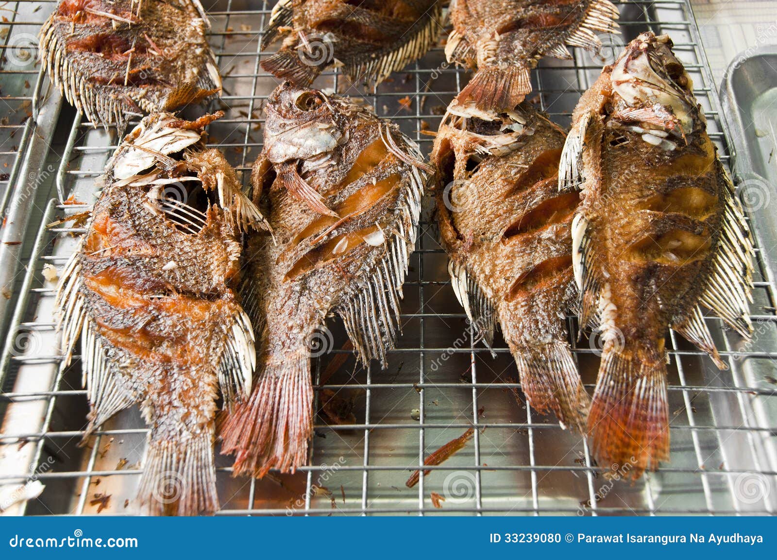 Deep fried fish. stock photo. Image of metal, seafood 33239080