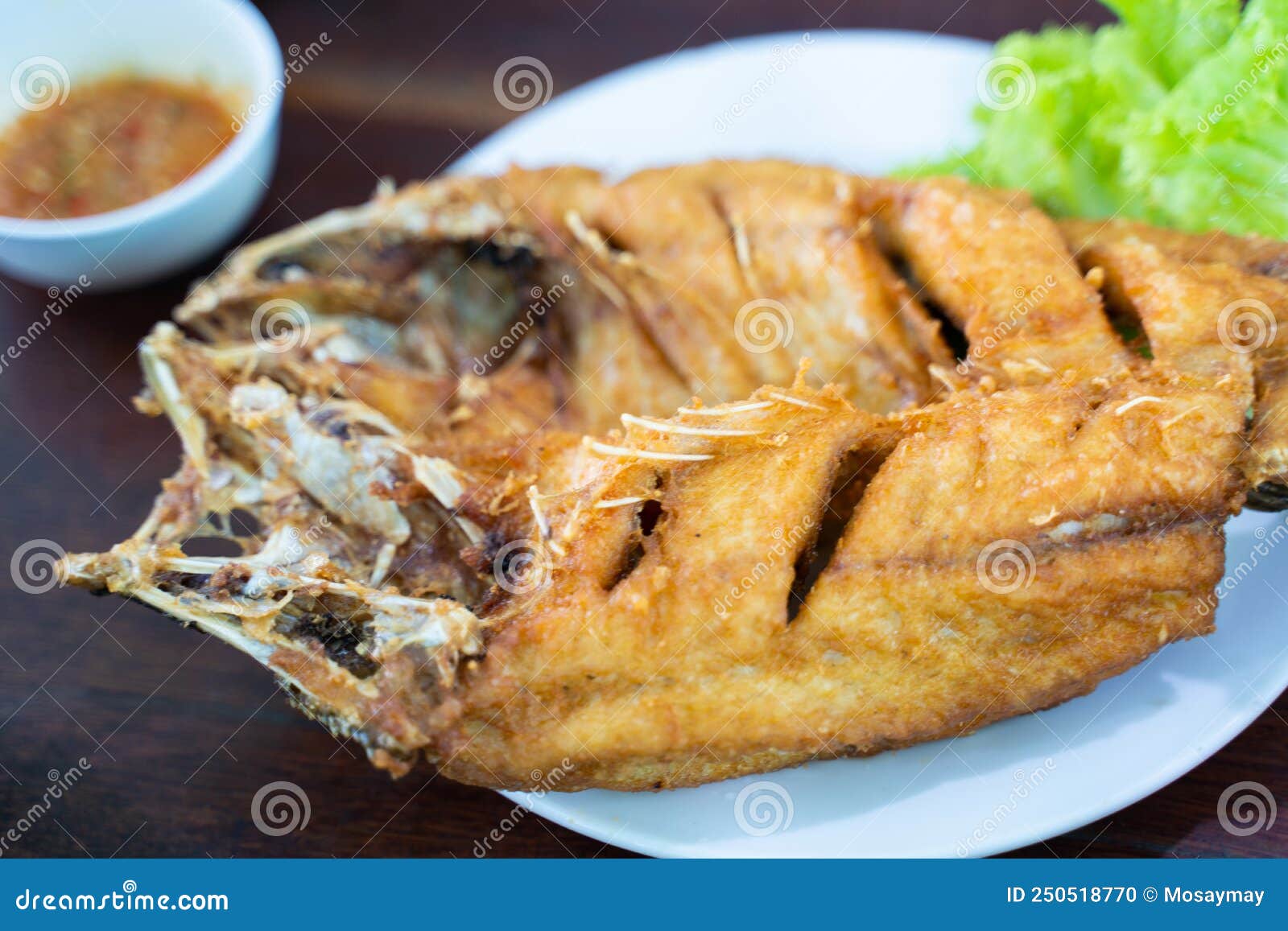 Deep Fried Fish Serve with Fish Sauce Stock Photo Image of sauce