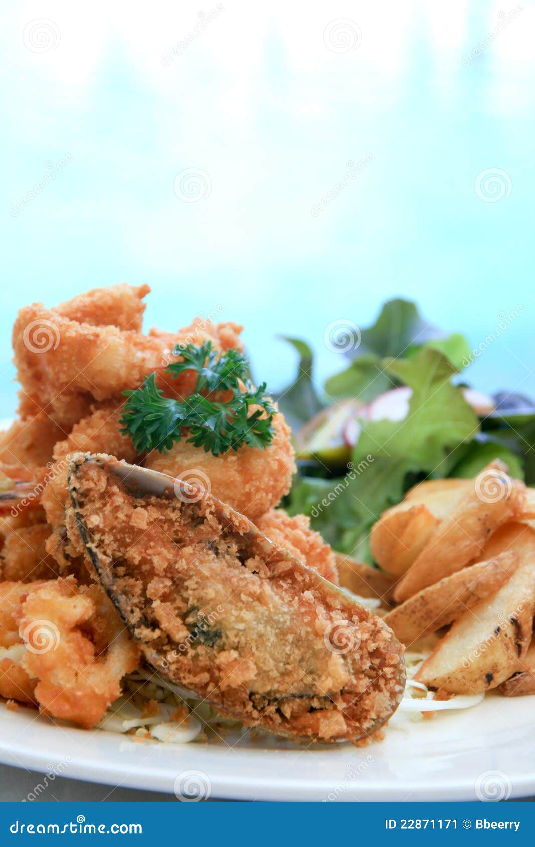 Deepfried Flour Coated Seafood Stock Image Image of cart, chef 22871171