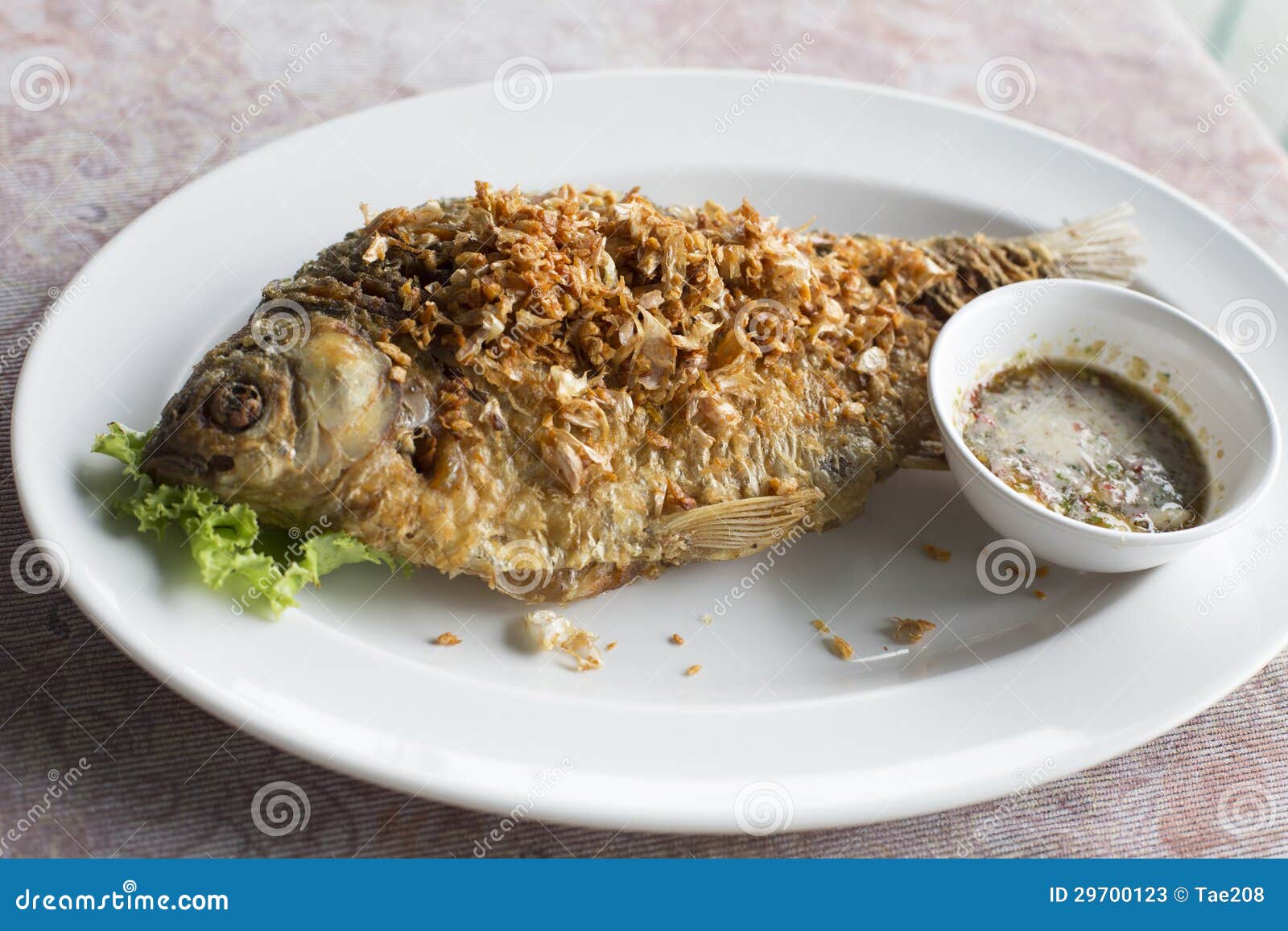Deep Fried Java Barb Fish with Garlic Stock Image Image of pepper
