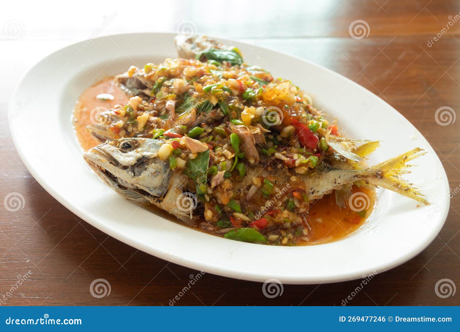DeepFried Mackerel with Three Flavoured Sauce Stock Photo Image of