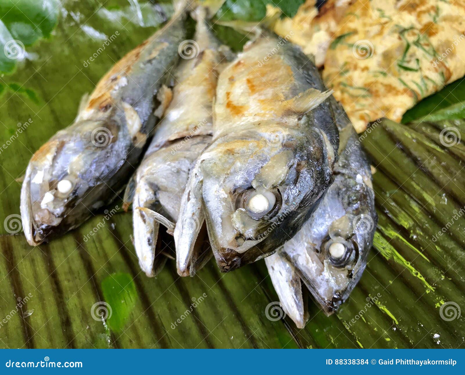 Deepfried Mackerels and Omelette Stock Photo Image of food, foodie