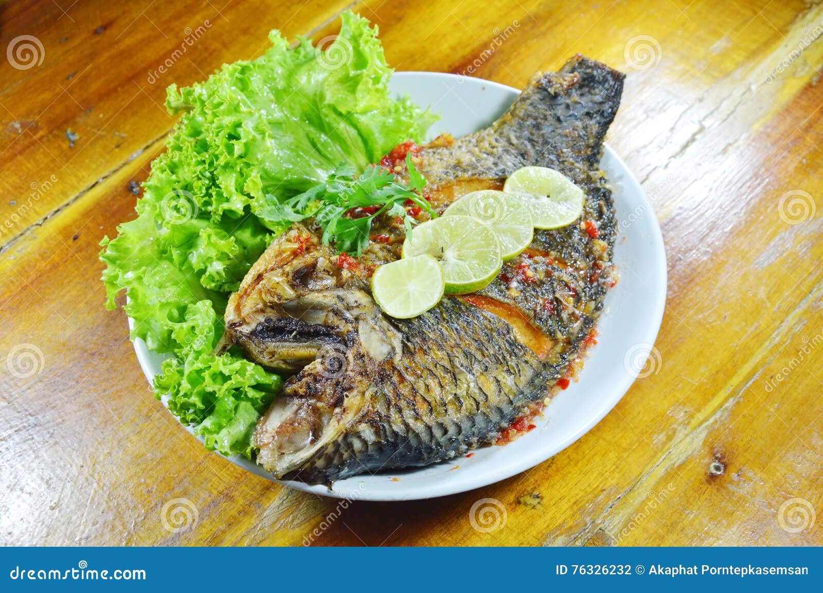 Fried Mango Sauce Fish. Deep Fried Fish, Smothered In Sweet And Sour
