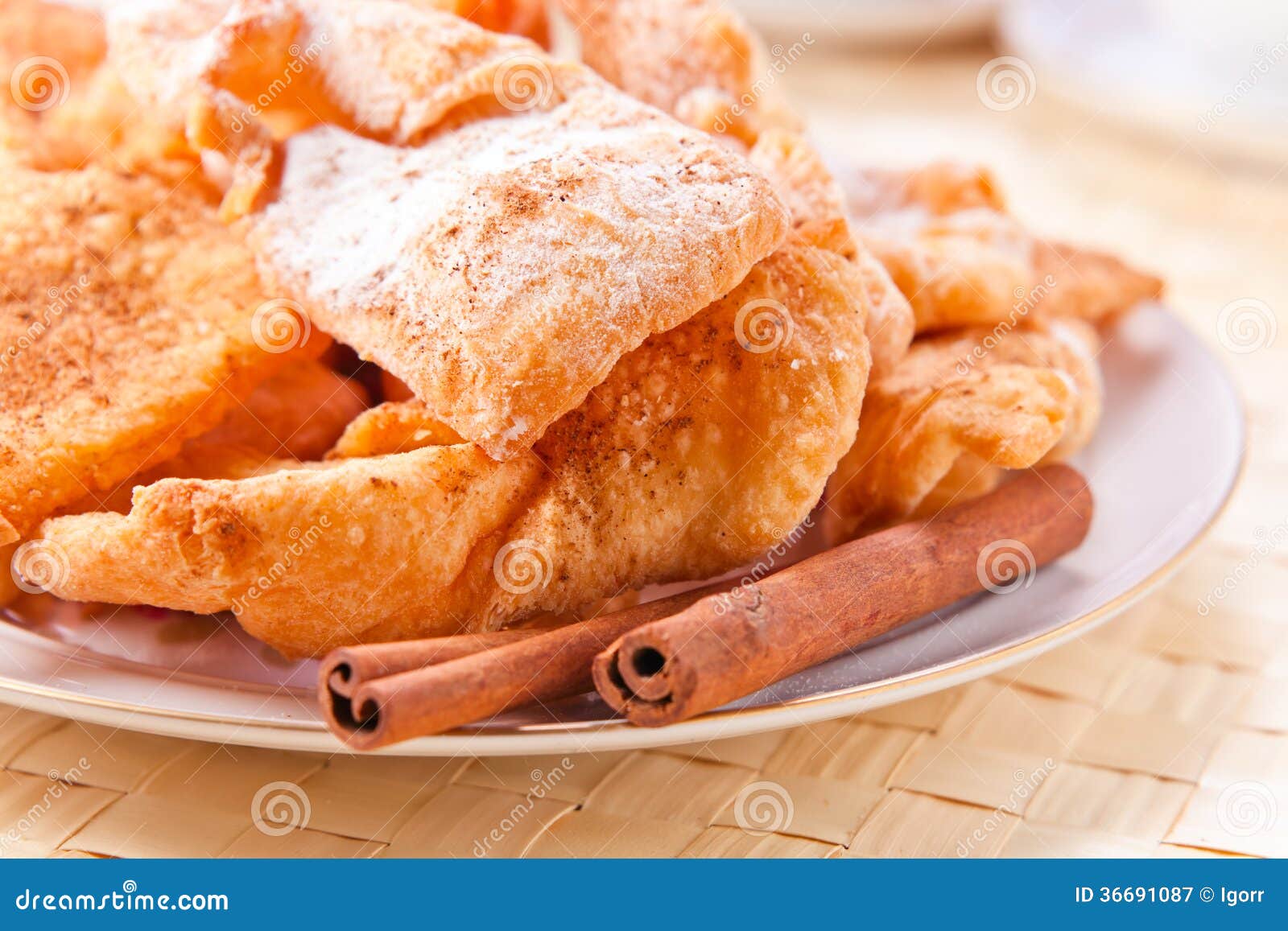 Deep Fried Pastry with Cinnamon Stock Image Image of cinnamon, bakery