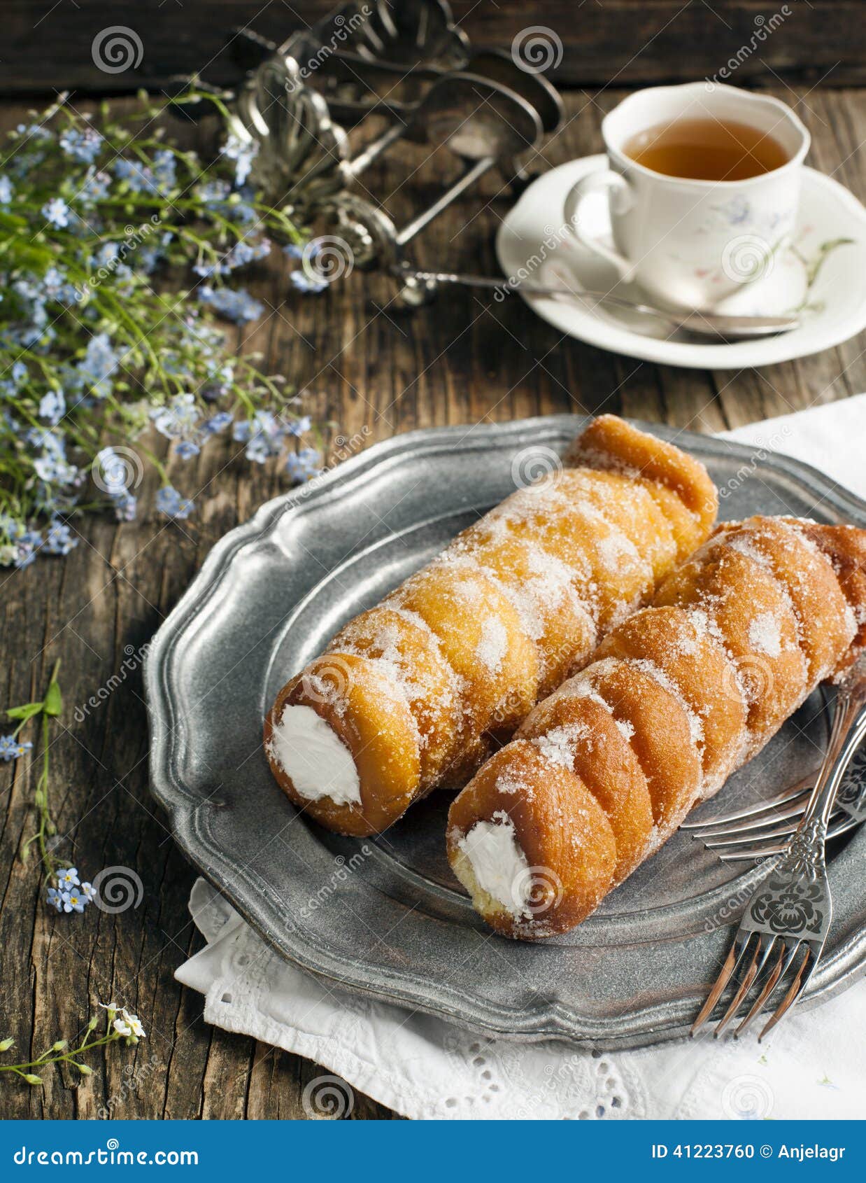 Deepfried Pastry Filled with Cream Stock Photo Image of cream, bake