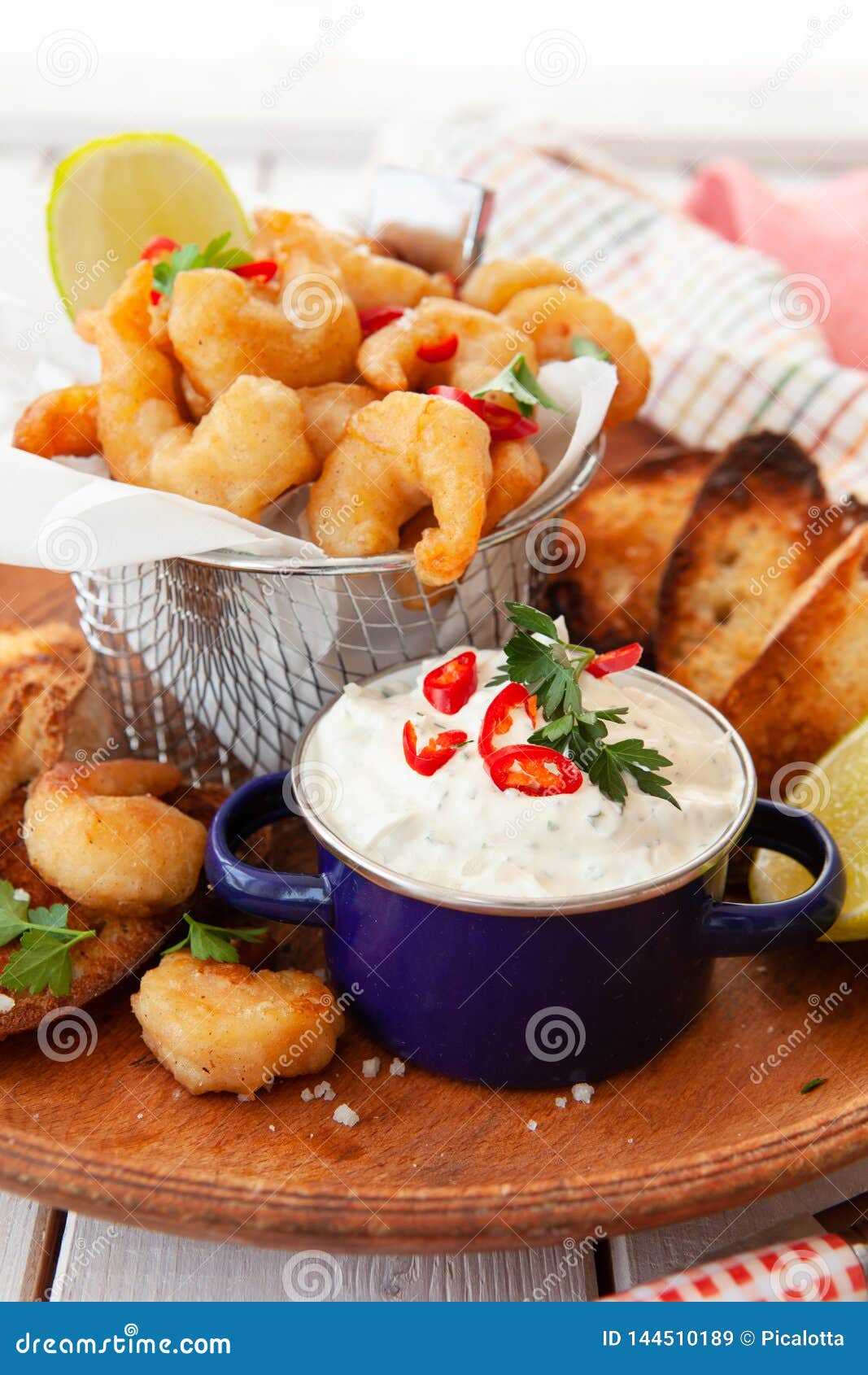 Delicious popcorn shrimps stock image. Image of salty 144510189